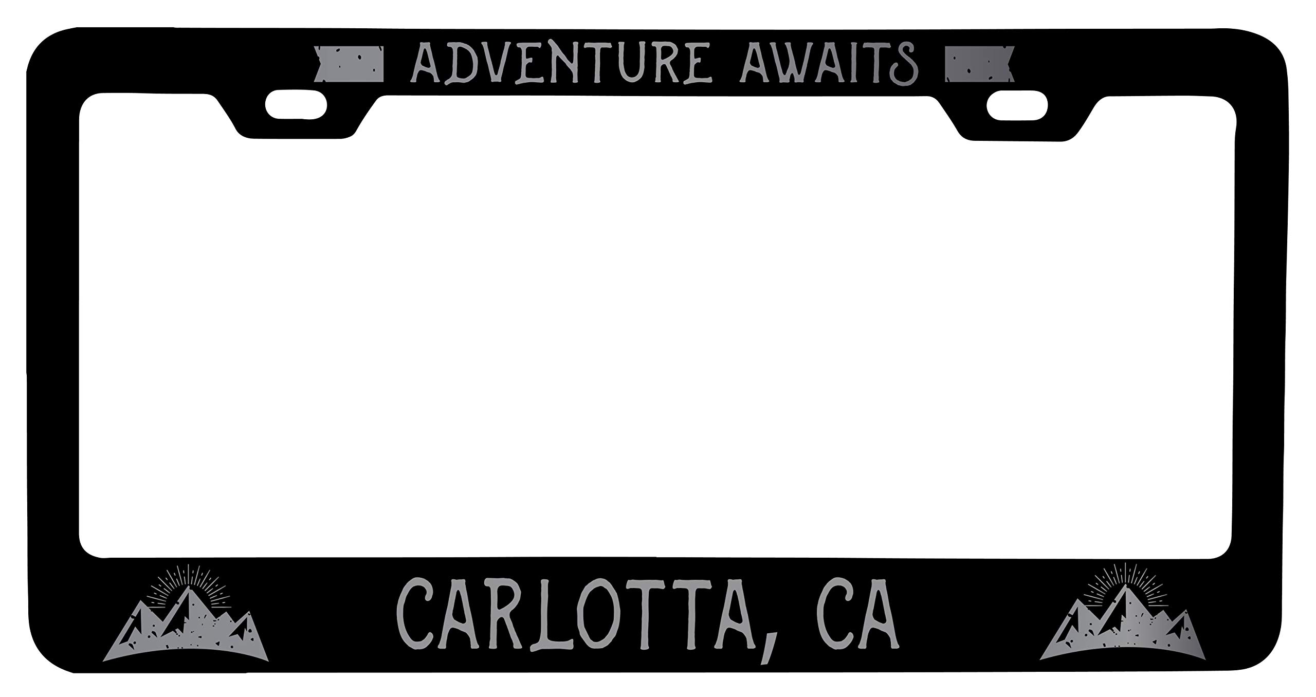 Carlotta California Laser Etched Vanity Black Metal License Plate Frame - Personalized Car Accessory for Cars, Trucks & SUVs - Perfect for Gifts & Customization