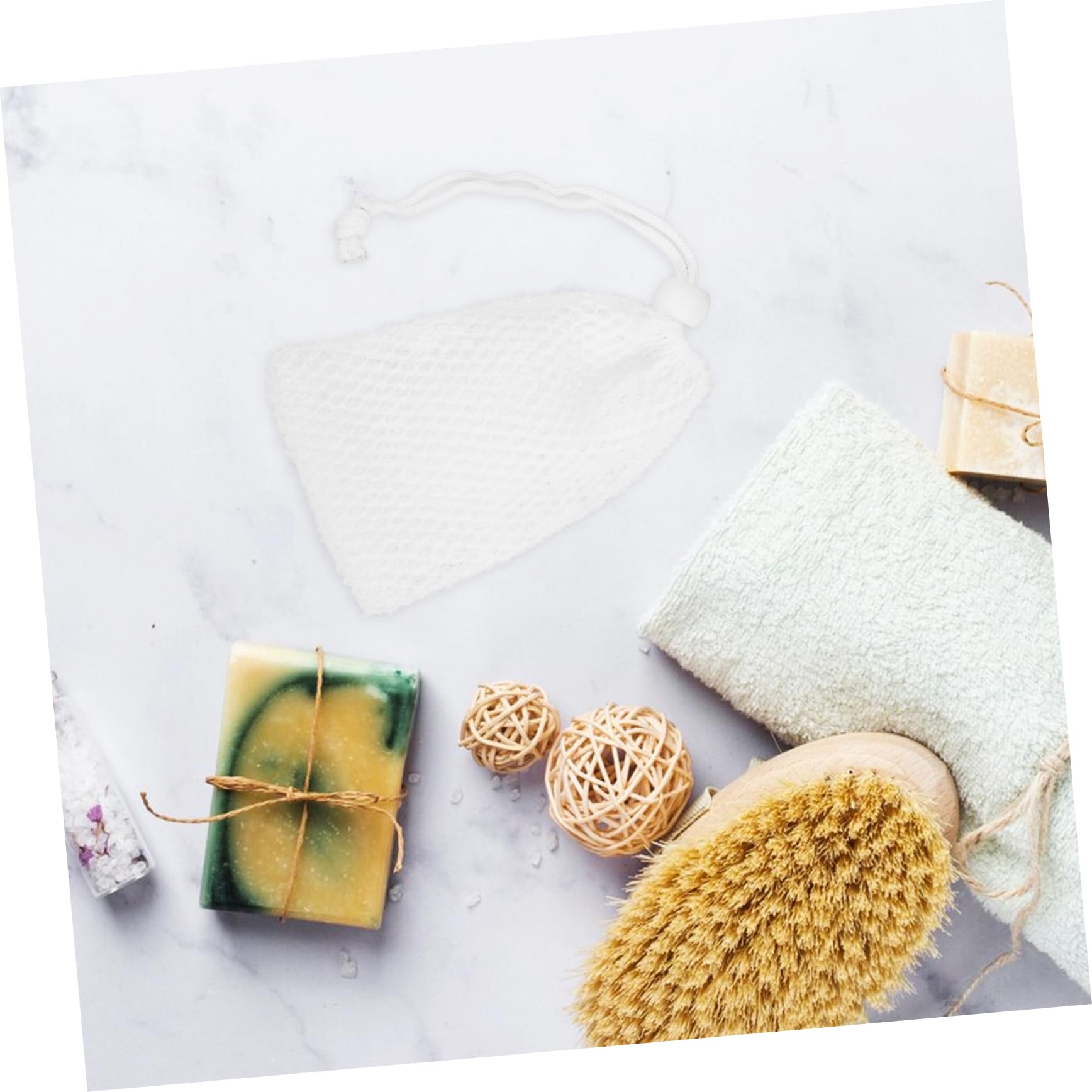 1pc Natural Nylon Soap Bag & Body Scrub Sponge - Mesh Soap Saver, Foaming Net & Bath Scrubber for Shower, Travel & Eco-Friendly Skincare Routine