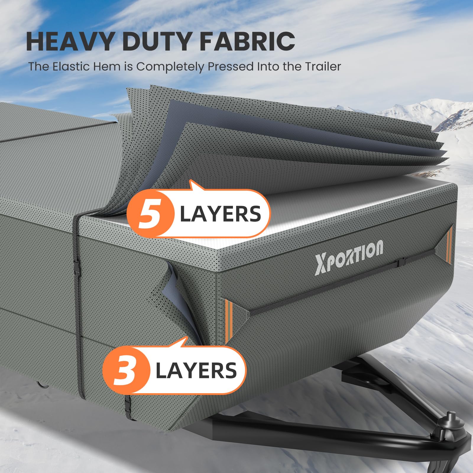 Waterproof Pop Up Camper Cover - Heavy Duty 900D Folding Trailer RV Cover with 7 Reinforced Windproof Straps (Fits 10'-12') - Perfect for Outdoor Camping & RV Storage Protection