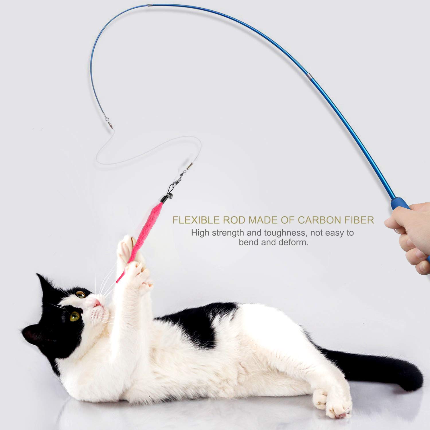 Interactive Retractable Cat Wand Toy - 3-Section Extendable Teaser with Feather for Kittens & Adult Cats | Durable Catcher Fishing Pole Exerciser | Perfect for Indoor Play, Training & Bonding with Your Feline Friend