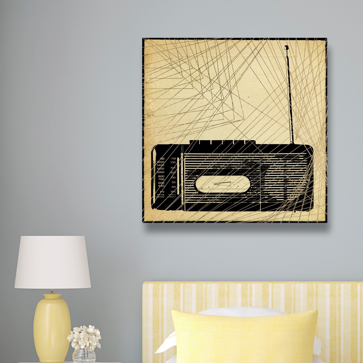 Oliver Gal Artist Co. Music Wall Art Canvas Print - 16x16 Inch Black & White Radio Decor for Living Room, Bedroom & Office