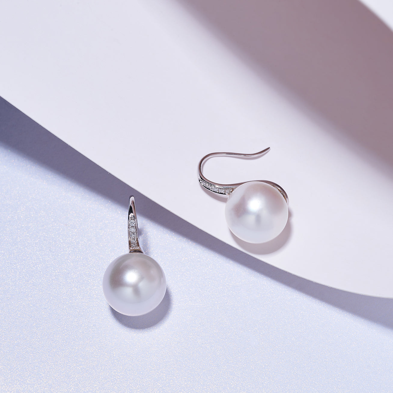 18K Solid Gold Diamond Australian White South Sea Pearl Earrings KE00200 - Luxury Pearl Jewelry for Women, Elegant Gift for Wedding, Anniversary & Special Occasions
