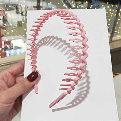 6 PCS Fashion Plastic Elastic Hair Bands Set - Wavy Hair Comb Headband with Teeth for Shine (Black & Brown) | Matte Hair Hoops & Hair Accessories for Women, Girls | Perfect for Styling, Workouts & Everyday Use