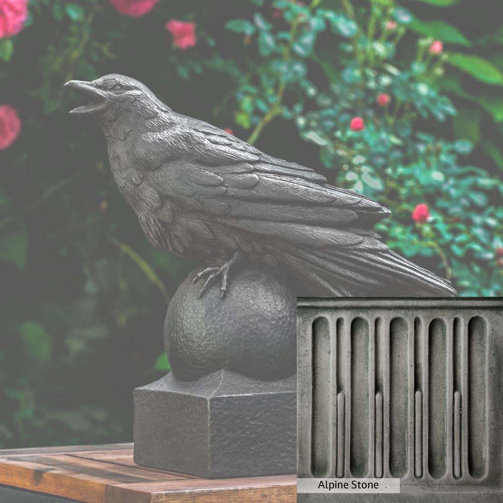 Campania International Corvus Statue - Handcrafted Garden Decor, Roman-Inspired Outdoor Statue for Patio, Yard & Landscape Design