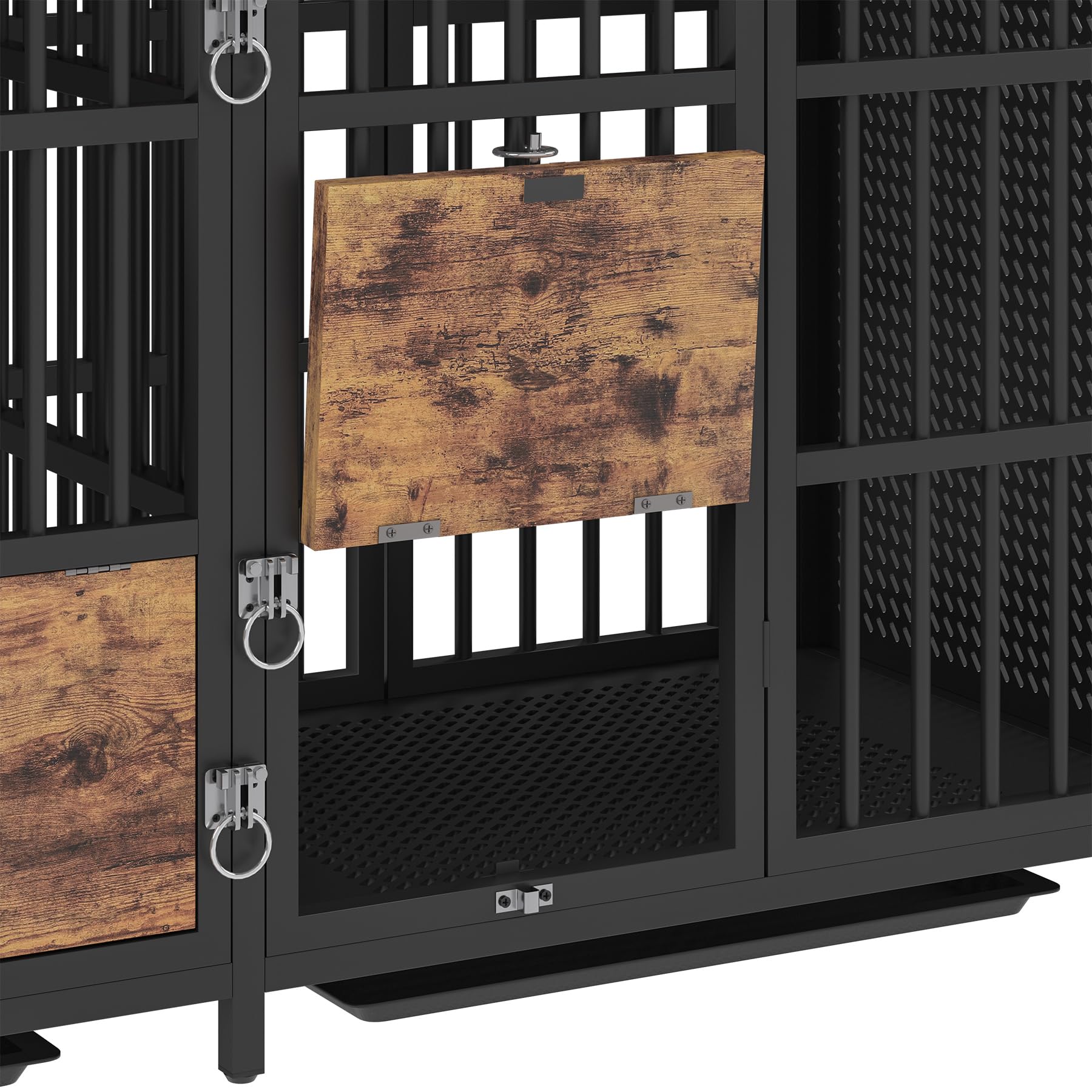 BOINN 63 Inch Large Dog Crate Furniture - Heavy Duty Double Dog Kennel with Divider & Removable Trays for Medium to Large Dogs | Perfect for Living Room, Bedroom or Office Pet Containment