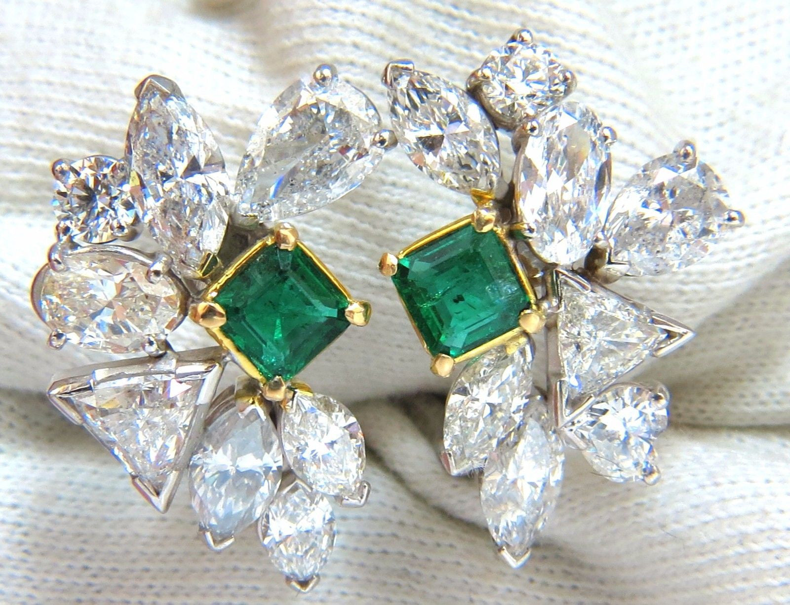 10.90ct Natural Emerald & Diamond Crescent Cocktail Earrings for Women - Elegant Evening Party Jewelry Gift - Perfect for Weddings, Galas & Special Occasions