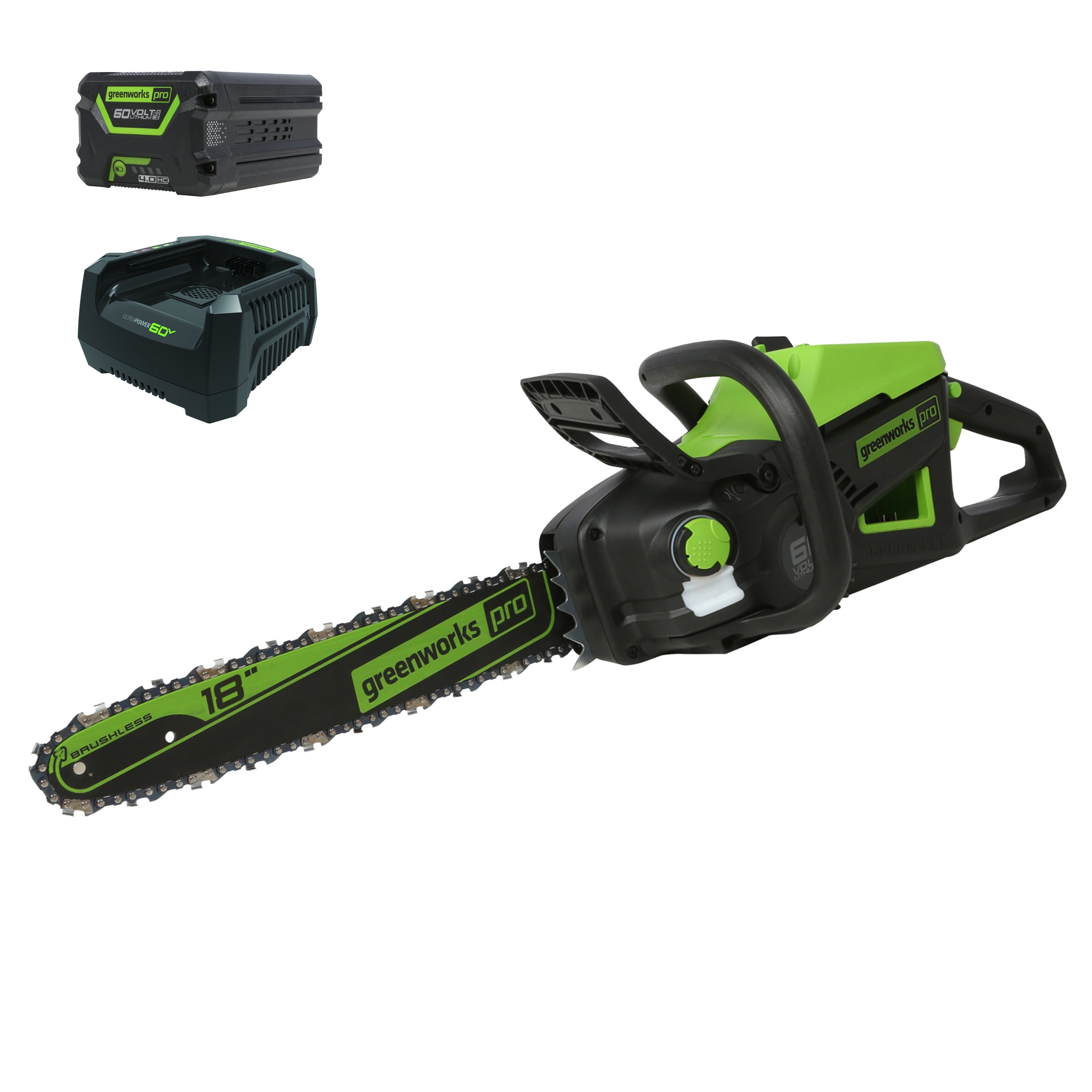 60V 18-Inch Cordless Battery Chainsaw 2.0kW with 4.0Ah Battery & Fast Charger - Perfect for Tree Cutting, Firewood, and Yard Maintenance