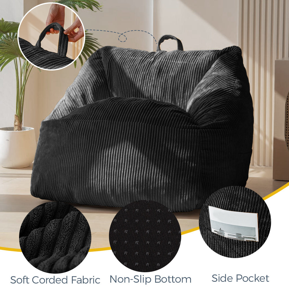 MAXYOYO Bean Bag Chair with Handle - Portable Floor Sofa for Teens, Gaming, Reading & Relaxing - Perfect for Living Room, Bedroom & Dorm Decor