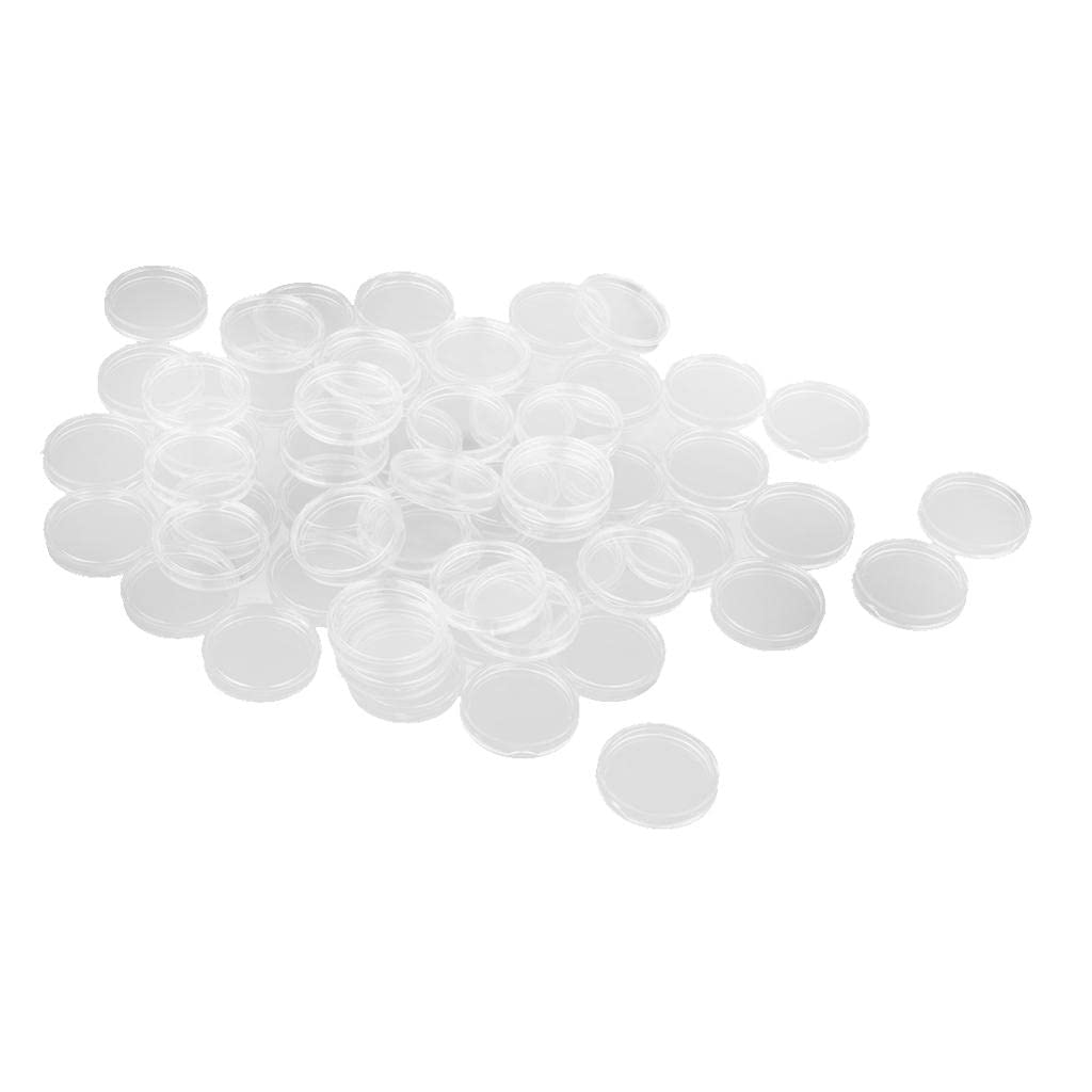 F Fityle 100pcs Clear Coin Capsules - Airtight Coin Storage Containers (18mm to 50mm) for Collectible Coins, Tokens & Medals | Perfect for Coin Collectors, Numismatists & Display Cases | Durable Plastic Coin Holders with Snap-Tight Lids