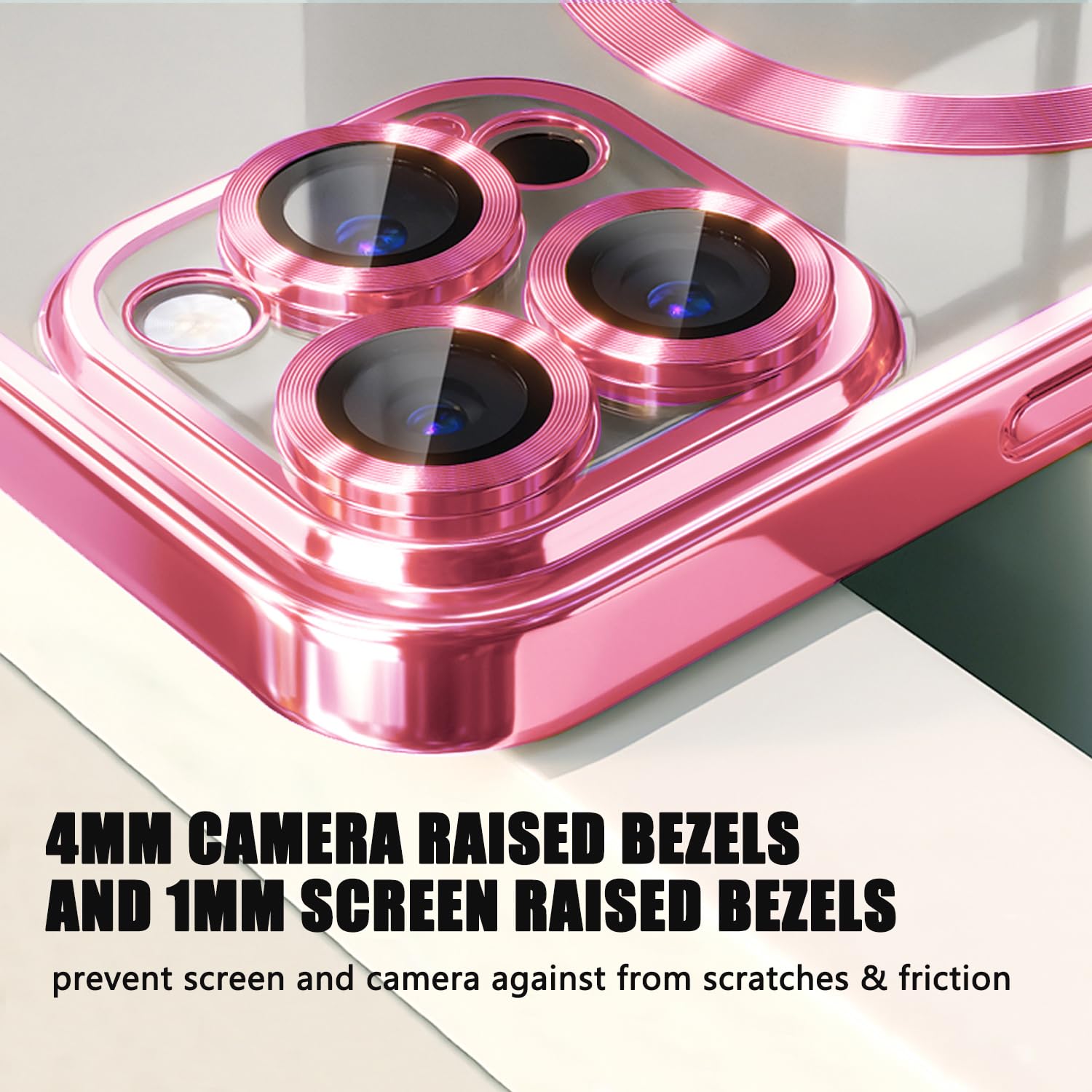 **iPhone 15 Pro Max MagSafe Case with Camera Lens Protector – Clear Magnetic Full Protection Cover, Anti-Scratch & Elegant Pink Design | Perfect for Everyday Use, Travel & Wireless Charging**