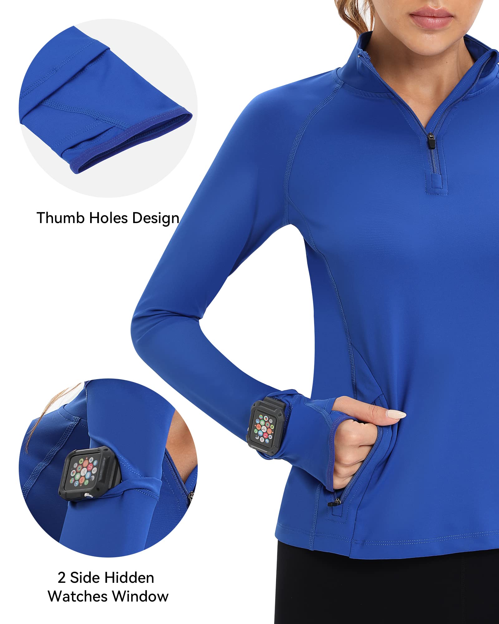 Runhit Women's Long Sleeve UPF 50+ Sun Protection Golf Shirt - Quick Dry Moisture Wicking Zip Pullover for Hiking, Tennis, Running & Workout - Perfect for Outdoor Sports & Active Lifestyle