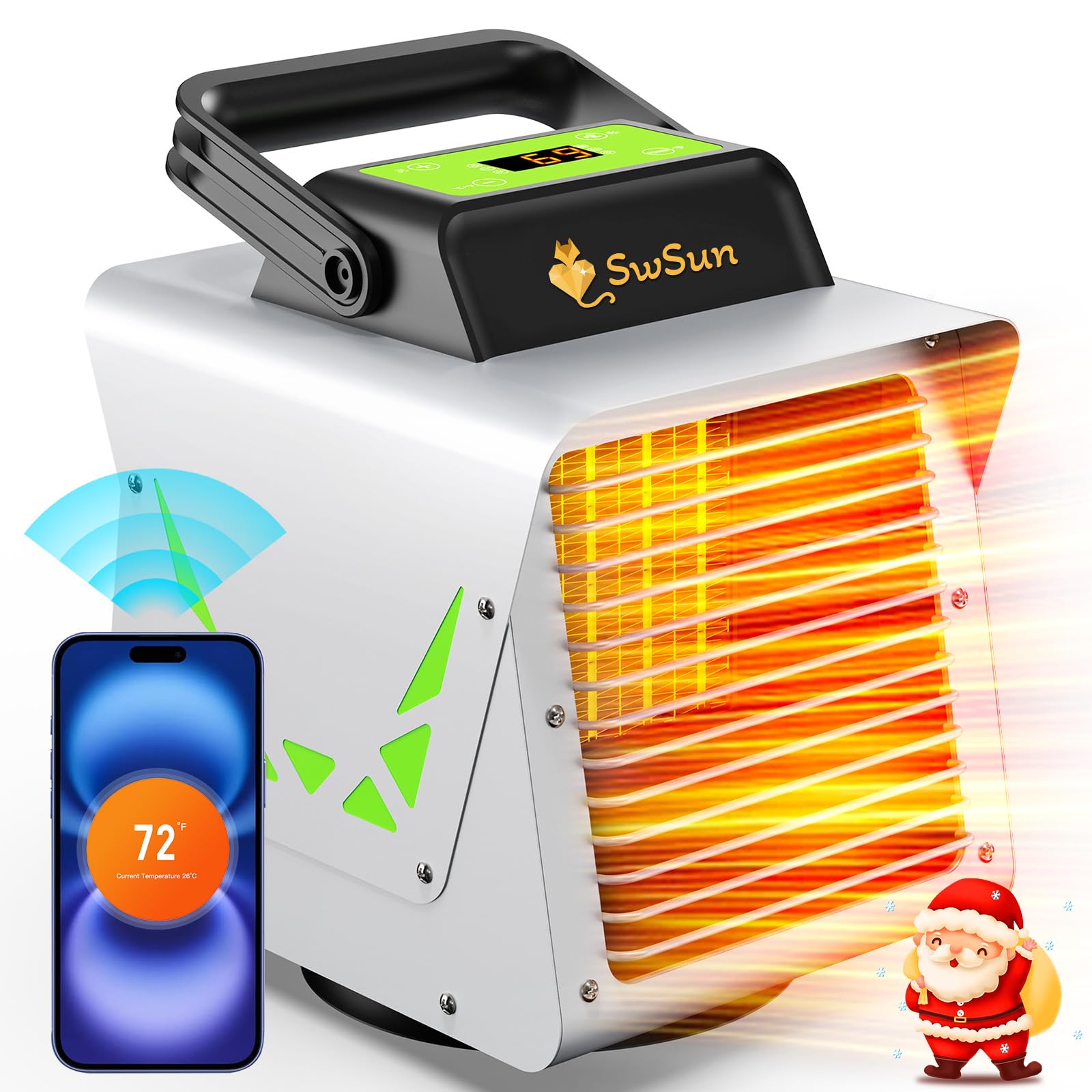 1500W Smart Greenhouse Heater with Thermostat & WiFi APP Control - Portable Electric Heater for Outdoor Greenhouses, Plant Rooms & Indoor Gardens - Perfect for Winter Plant Protection & Year-Round Temperature Regulation