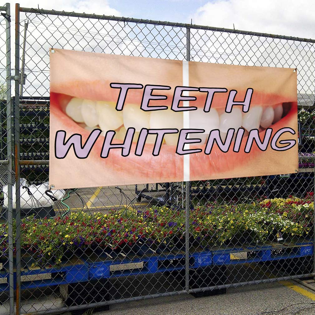 Premium Vinyl Banner - 16x40 Inches with 4 Grommets | Weatherproof Outdoor Advertising Sign for Teeth Whitening, Healthcare & Industrial Yard Use | Durable Printing for Business Promotion & Events