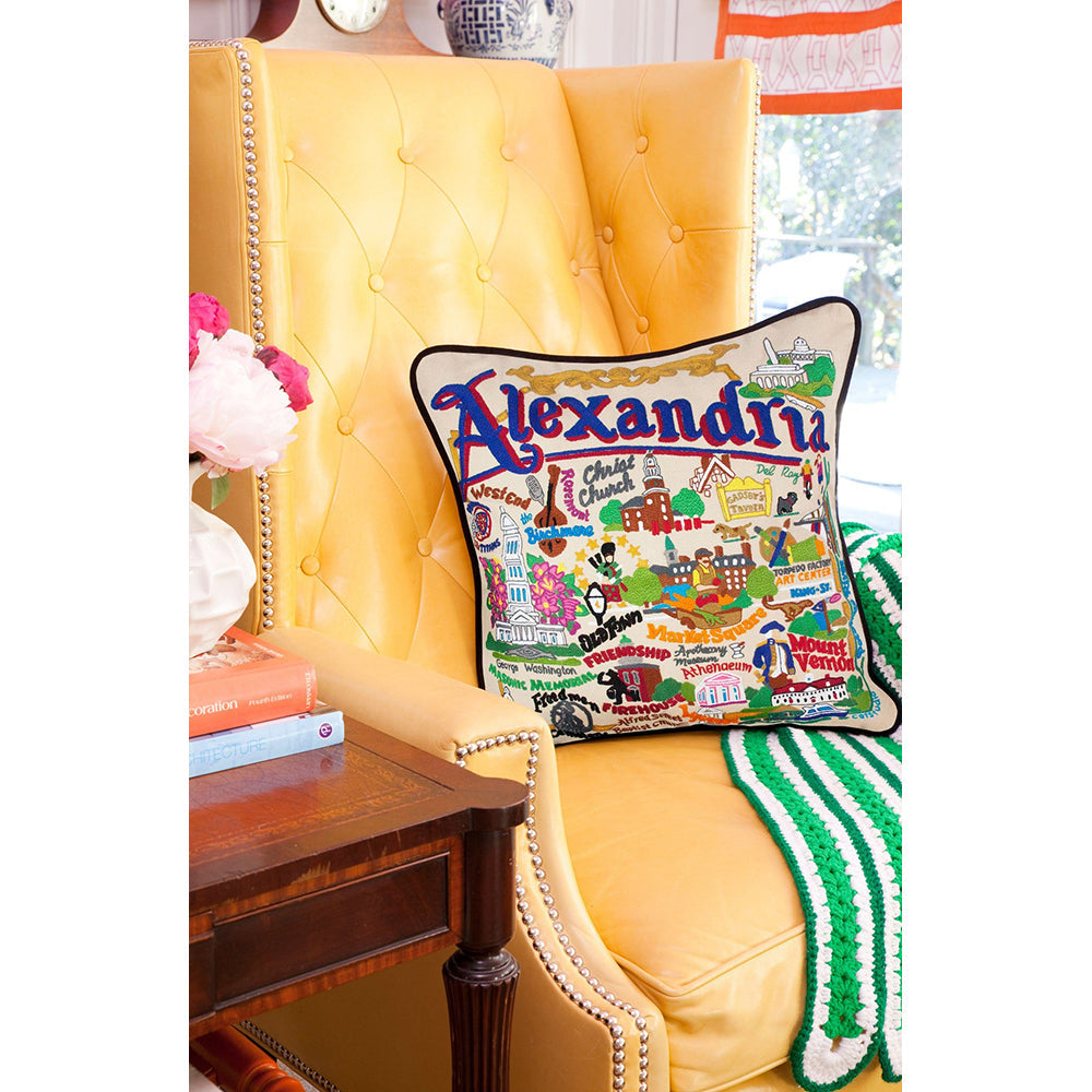 Alexandria Hand Embroidered Decorative Throw Pillow Cover - Boho Chic Home Decor for Living Room, Bedroom, Sofa & Couch