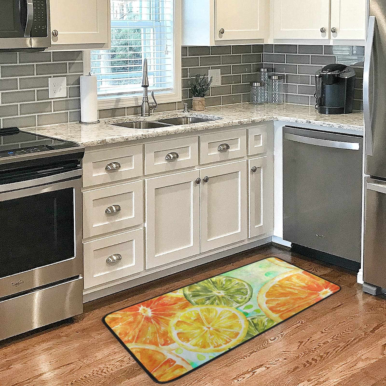 Lemon Kitchen Mat - Non-Slip Anti Fatigue Washable Floor Rug for Kitchen, Bath, Sink - 39x20 Inch Orange Decor Mat - Perfect for Home, Office & Entryway