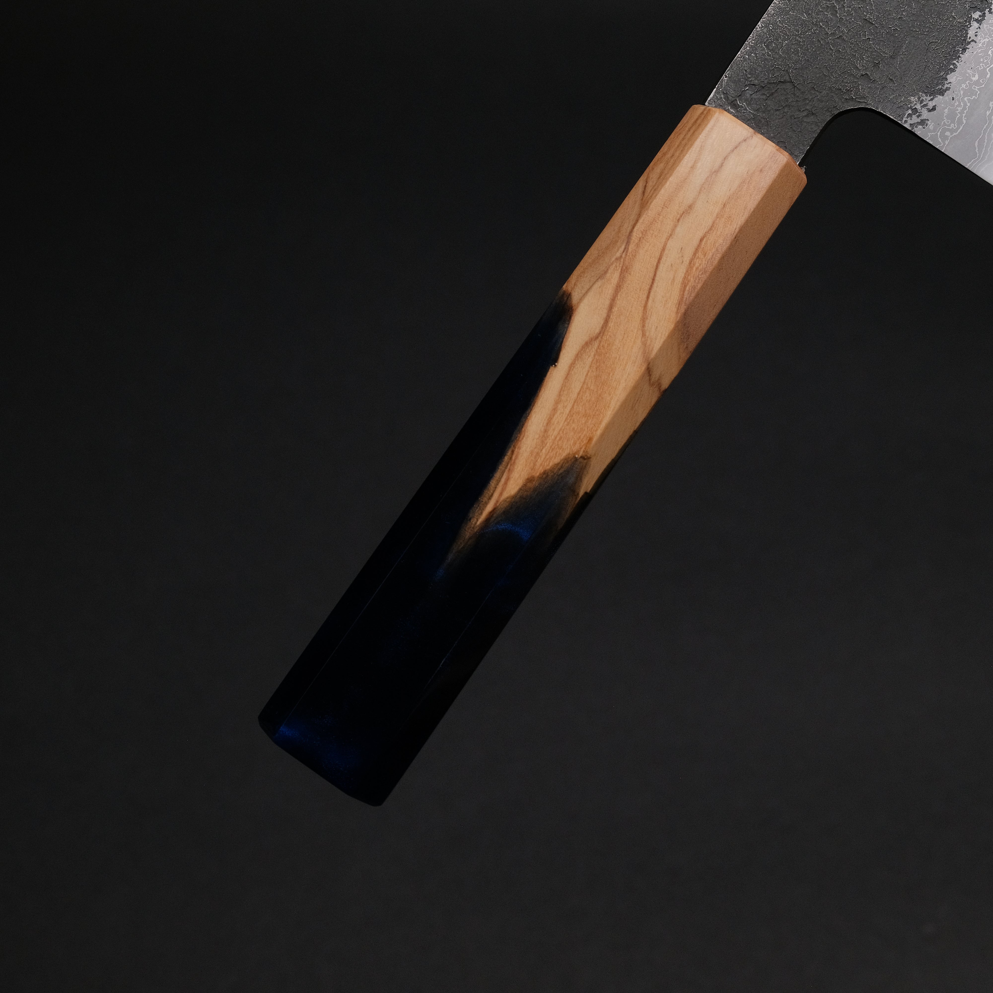 Premium Ajikataya White #2 Nashiji Damascus Gyuto 210mm Chef Knife - Olive Wood & Resin Handle (#46) - Perfect for Sushi, Meat Slicing & Professional Kitchen Use