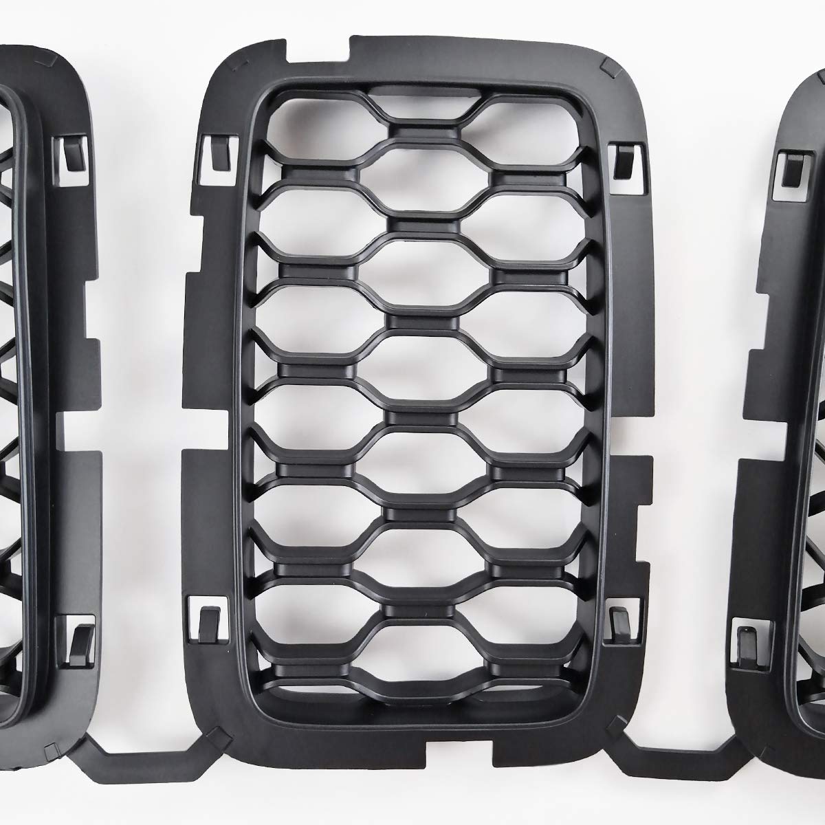 Matte Black Honeycomb Front Grill Inserts Mesh Grille for 2017-2022 Jeep Grand Cherokee - 7PCs Set | Off-Road Style Upgrade & Custom Look for SUV Enthusiasts