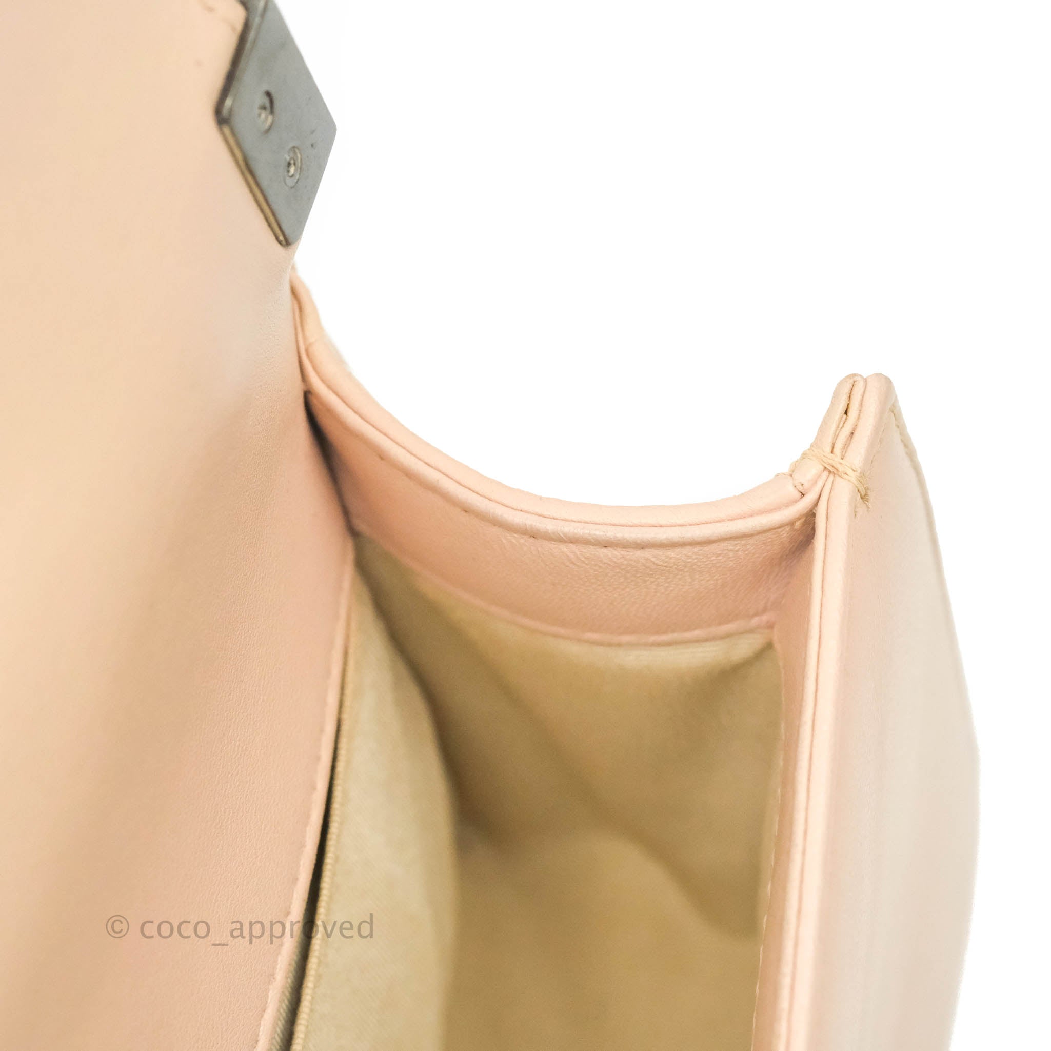 Chanel Boy Small Light Beige Pink Calfskin Bag with Ruthenium Hardware - Luxury Crossbody Purse for Women, Perfect for Date Night & Evening Events