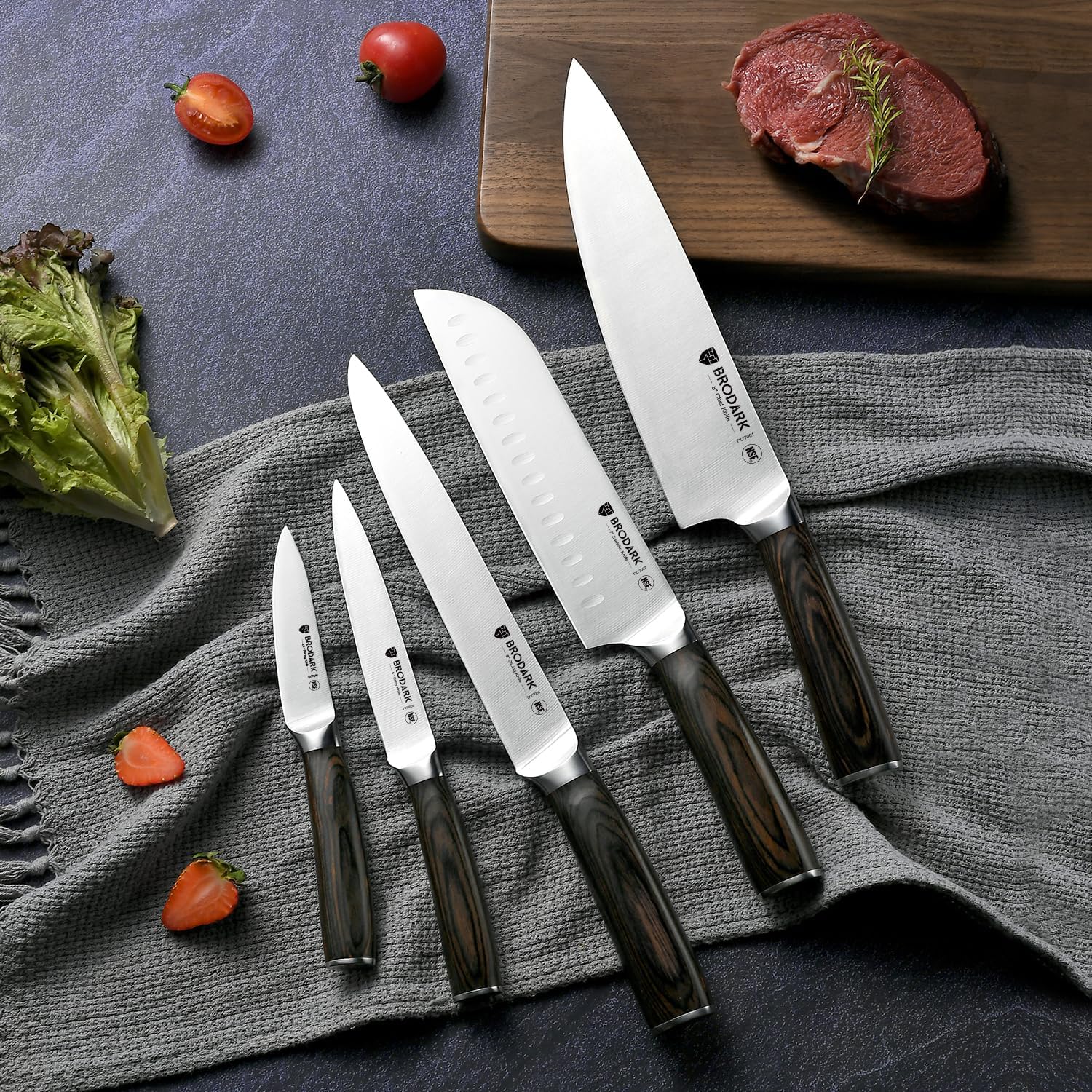 15-Piece Professional German Stainless Steel Knife Block Set - Ultra Sharp Kitchen Knives with Wooden Block & Sharpener - Ergonomic Full Tang Chef Knives for Slicing, Dicing, and Meal Prep - Perfect for Home Cooks & Professional Kitchens