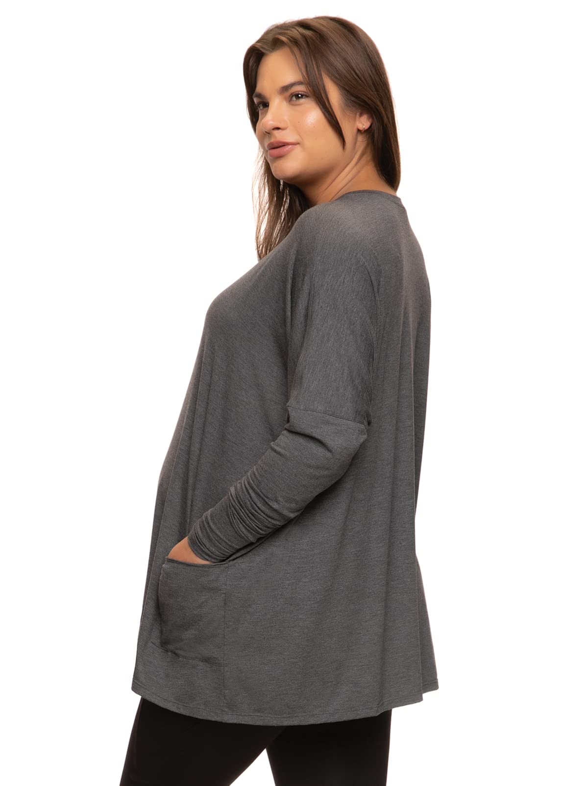 Felina Modal Long Sleeve Maternity Top - Soft Stretchy Side Drape Nursing Shirt for Pregnant Women | Comfortable Pregnancy Clothes for Work & Casual Wear