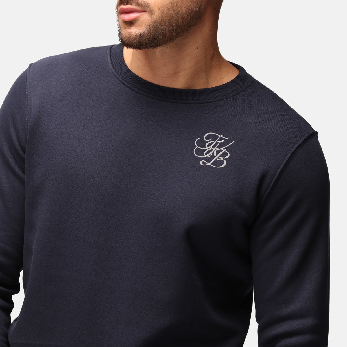 TKB Men's Navy Blue Organic Cotton Sweatshirt - Comfortable Casual Pullover for Everyday Wear, Gym, and Outdoor Activities