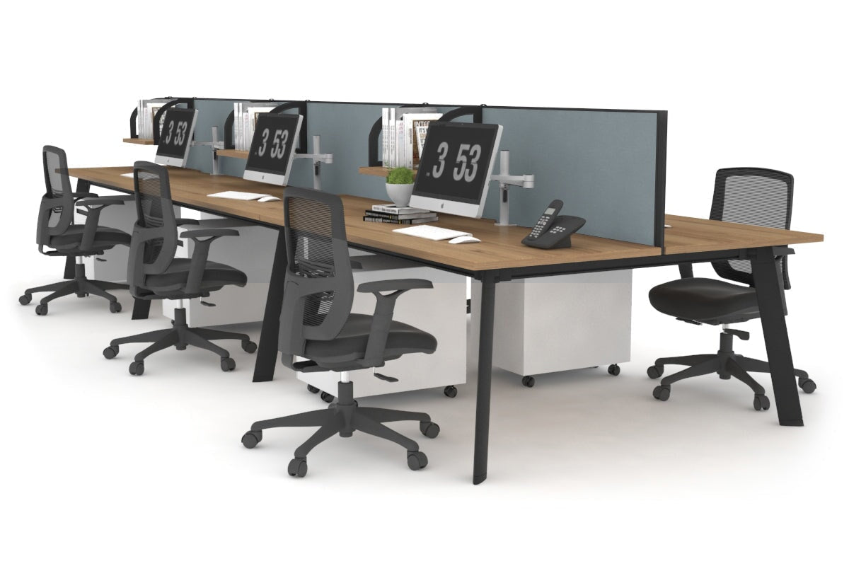 6-Person Workstation with Black Frame - 1400L x 700W Office Desk for Team Collaboration & Open Workspaces