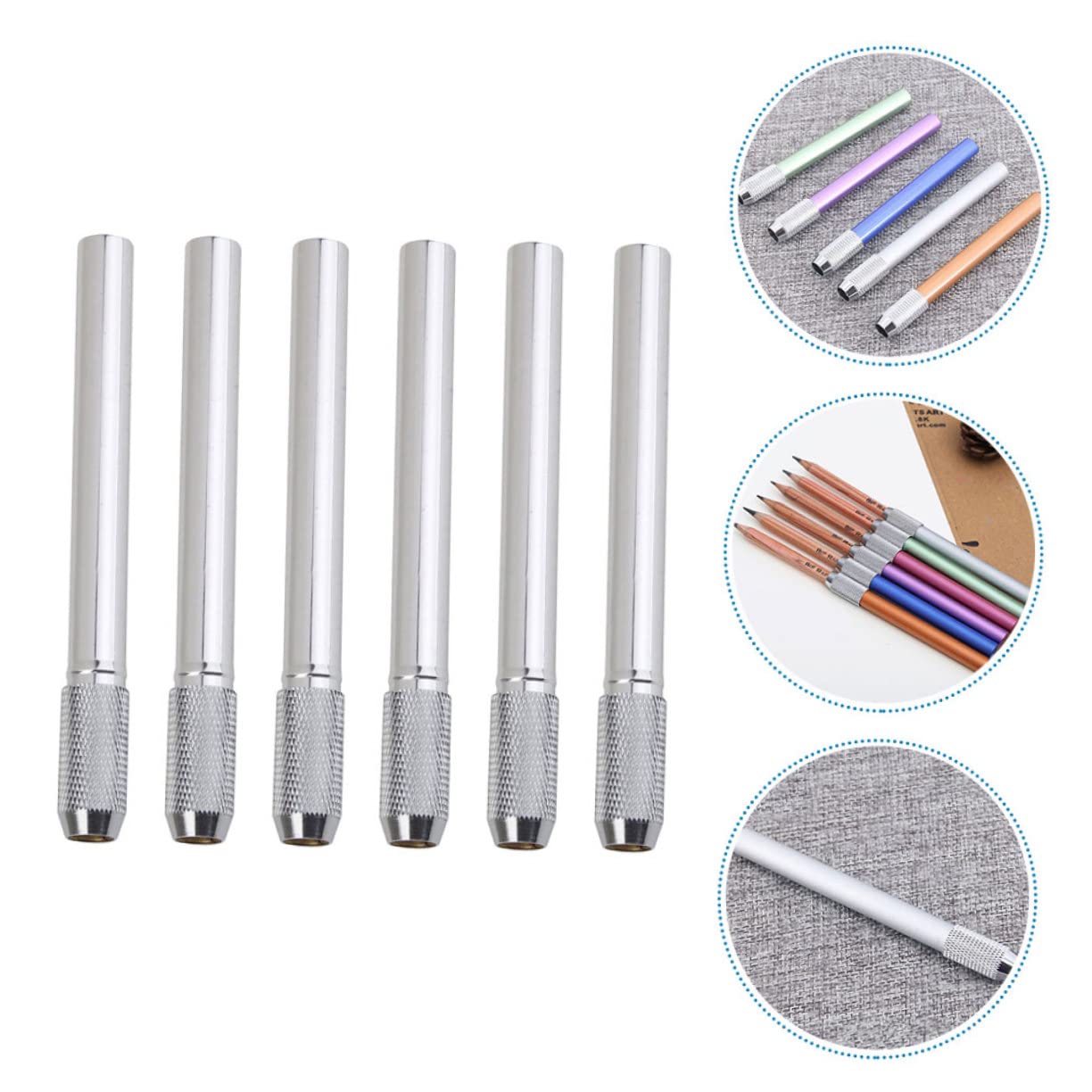 Parliky 6-Piece Stainless Steel Pencil Extension Rod Set - Durable Artist Pencils for Drawing, Sketching & Writing - Perfect for Artists, Students & Teachers (Office, Classroom, Studio Use)