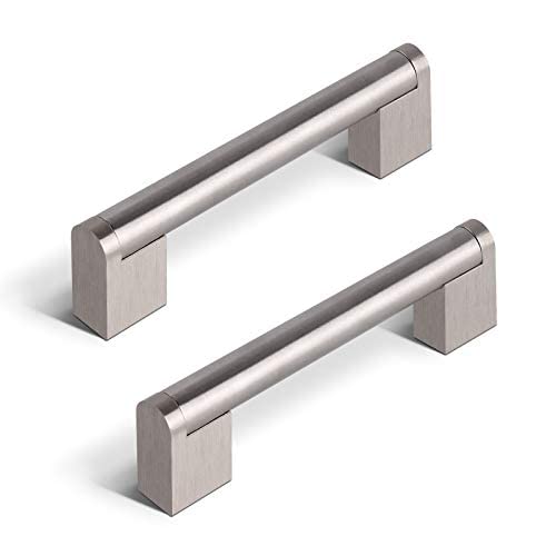 Modern Brushed Nickel Drawer Pulls - 3-3/4