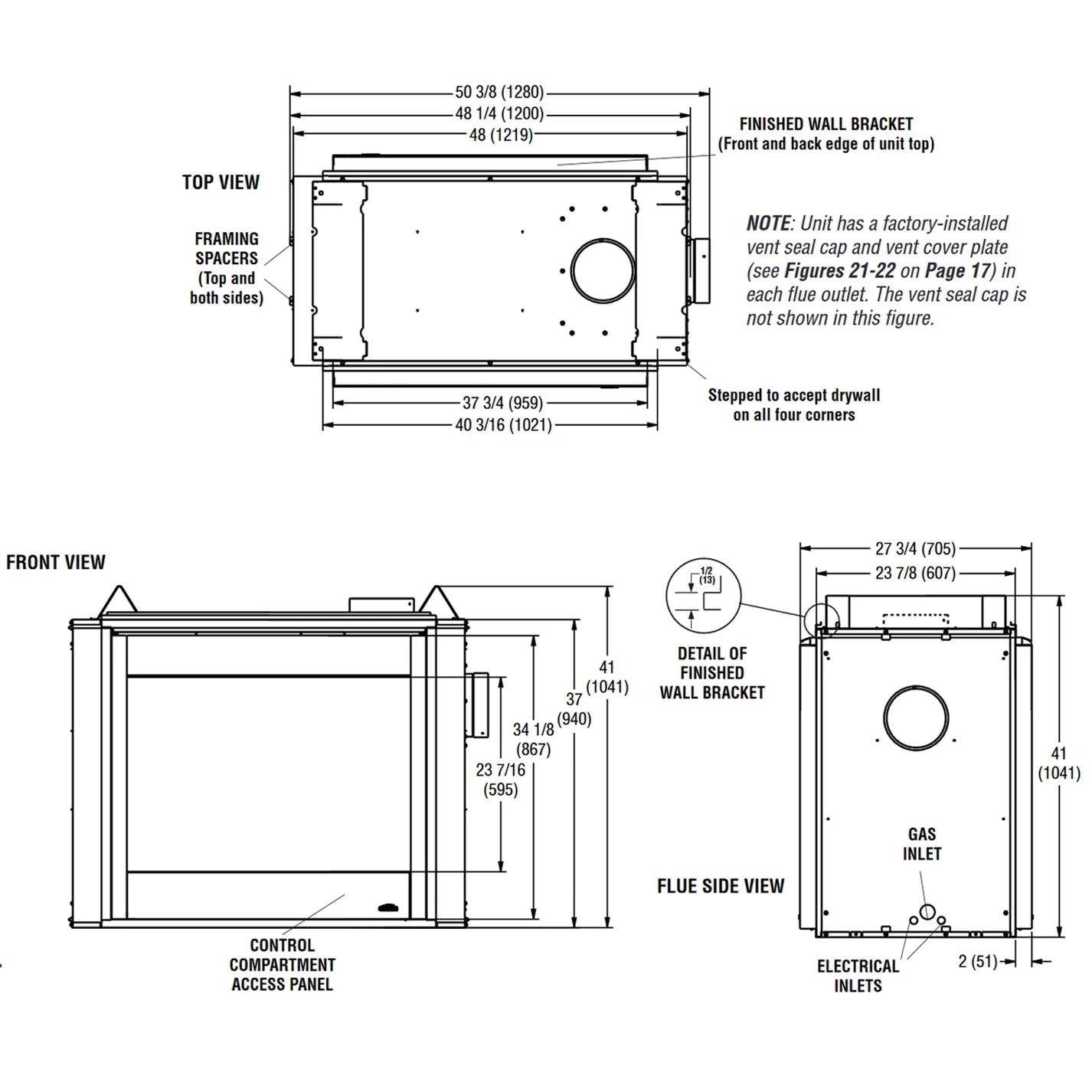 40 Inch Direct Vent See-Through Gas Fireplace - DRT40ST - Traditional Design for Living Rooms, Bedrooms & Patios