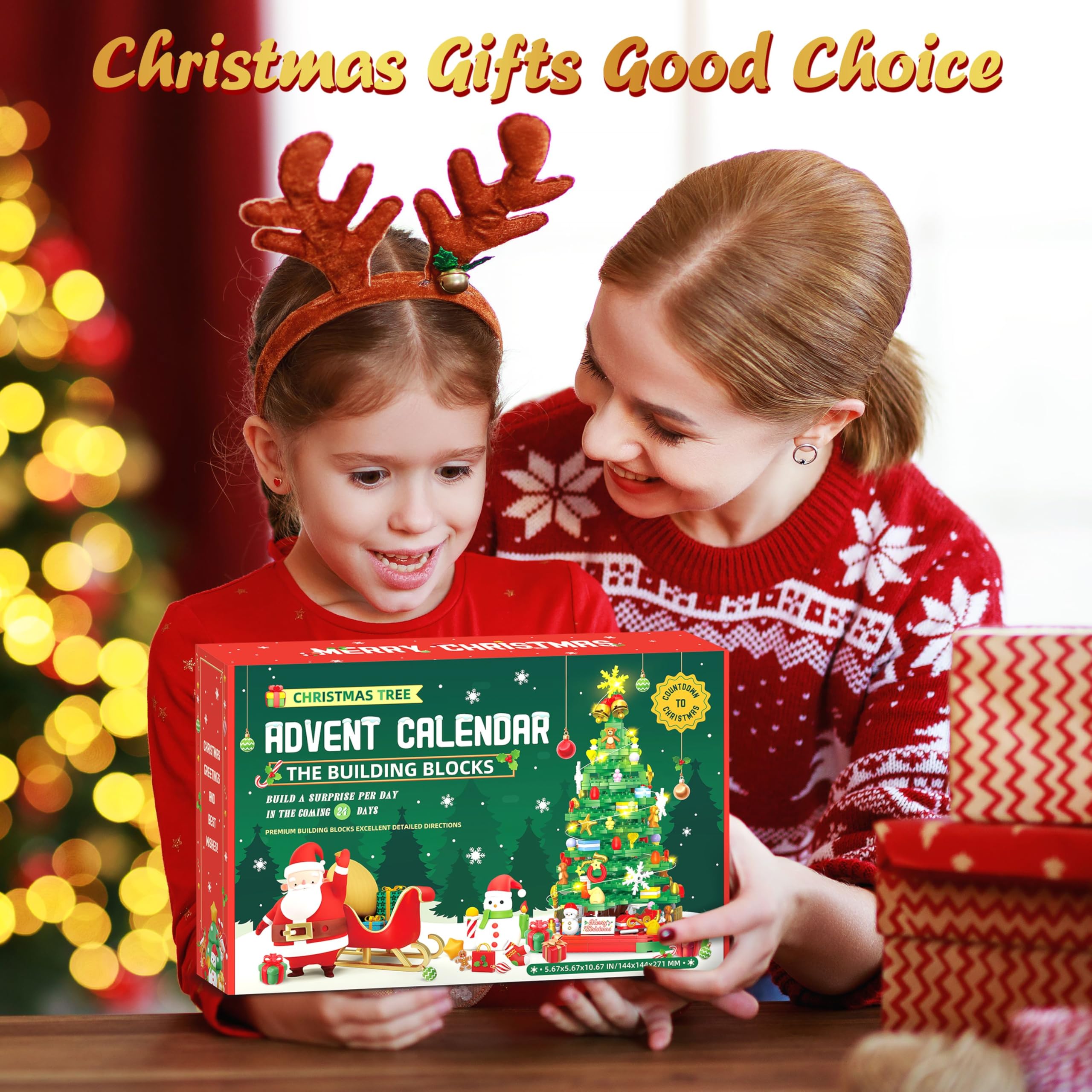 2025 Advent Calendar Building Blocks Kit - 24 Days Christmas Countdown with Light-Up Tree, Compatible with Lego | Holiday Countdown Toy for Kids & Adults | Perfect for Family Christmas Traditions & DIY Decorations