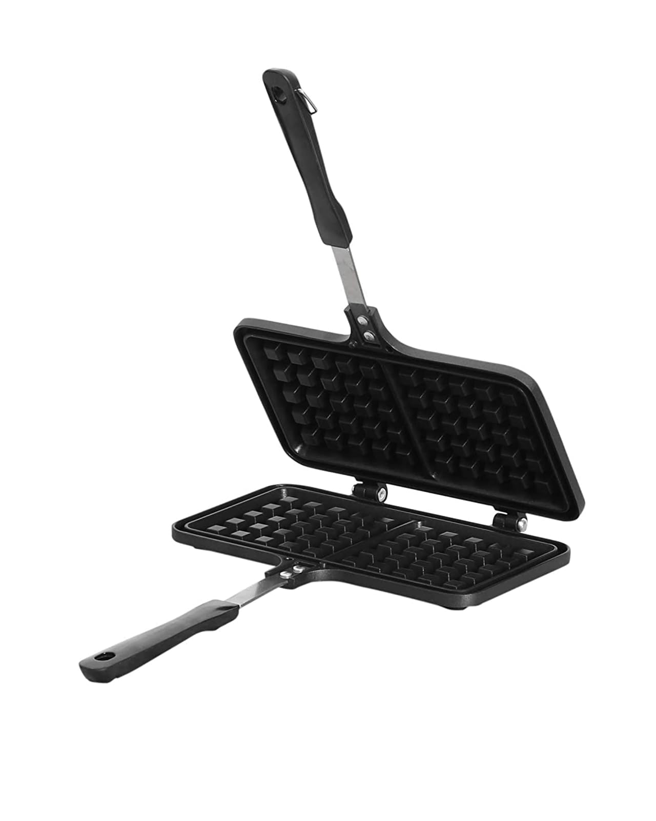 Baffect Non-Stick Cast Aluminum Stovetop Waffle Iron - 8.7 Inch Portable Waffle Maker for Camping, Home & Breakfast - Perfect for Family Baking, Outdoor Adventures & Quick Morning Meals