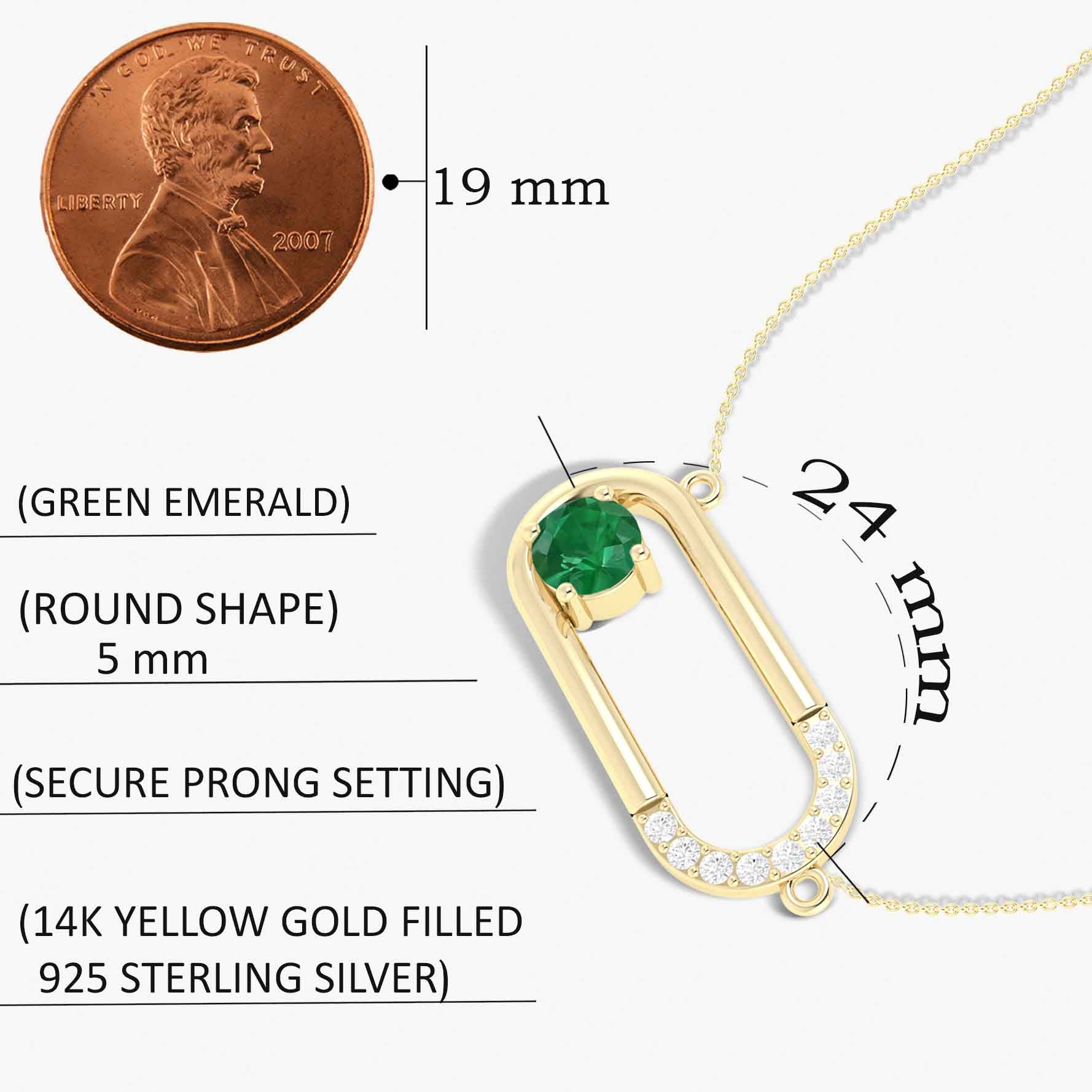 Lab Grown Emerald Pendant Necklace for Women - 14K Gold Plated Elegant Jewelry Gift for Anniversary, Birthday & Special Occasions | Perfect for Evening Parties, Weddings & Date Nights