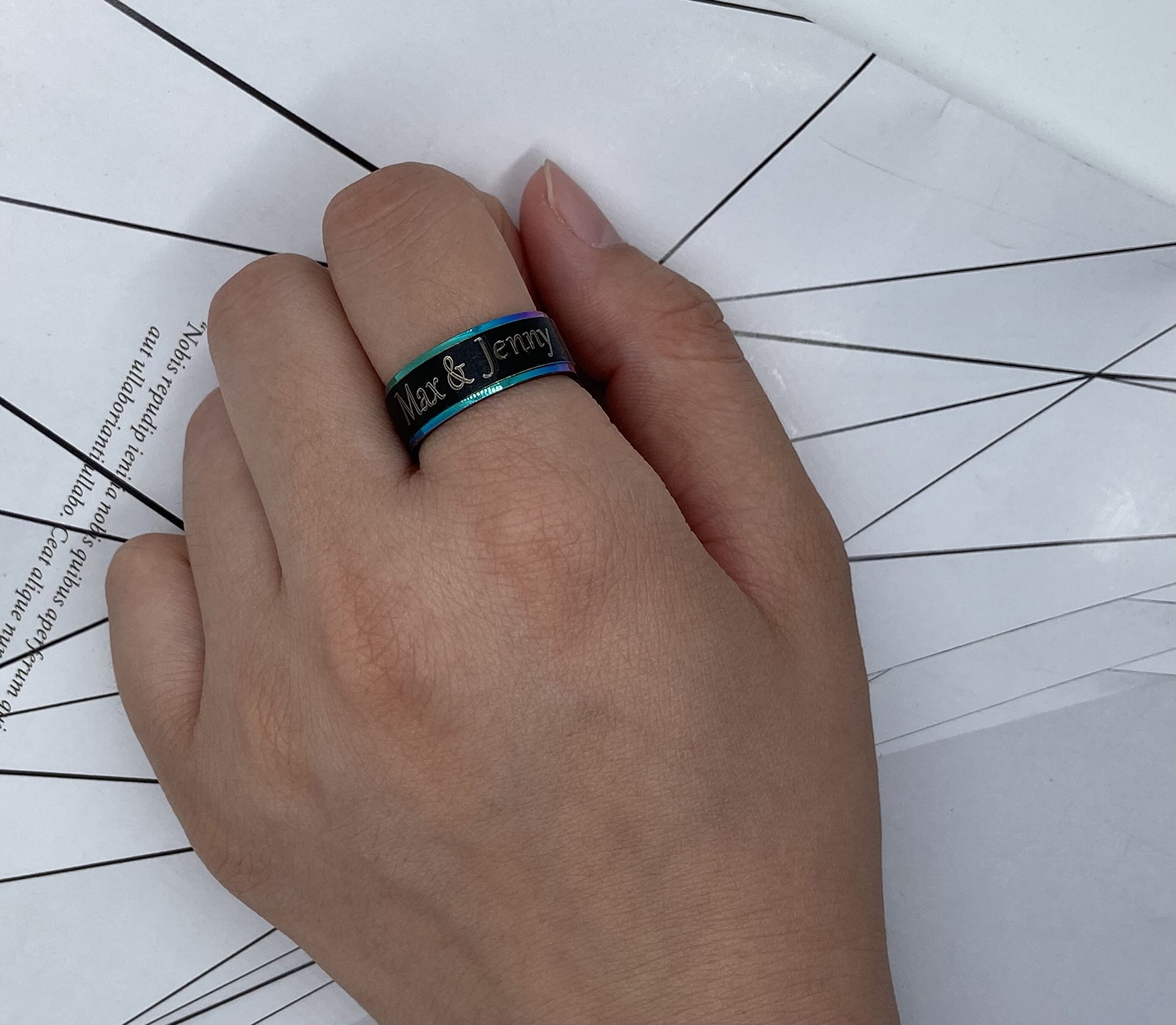 Custom Engraved Men's Tungsten Carbide Wedding Bands - Comfort Fit Promise & Engagement Rings for Him (Size 6-12) - Silver, Black & Blue Options - Perfect for Anniversaries, Proposals & Special Occasions