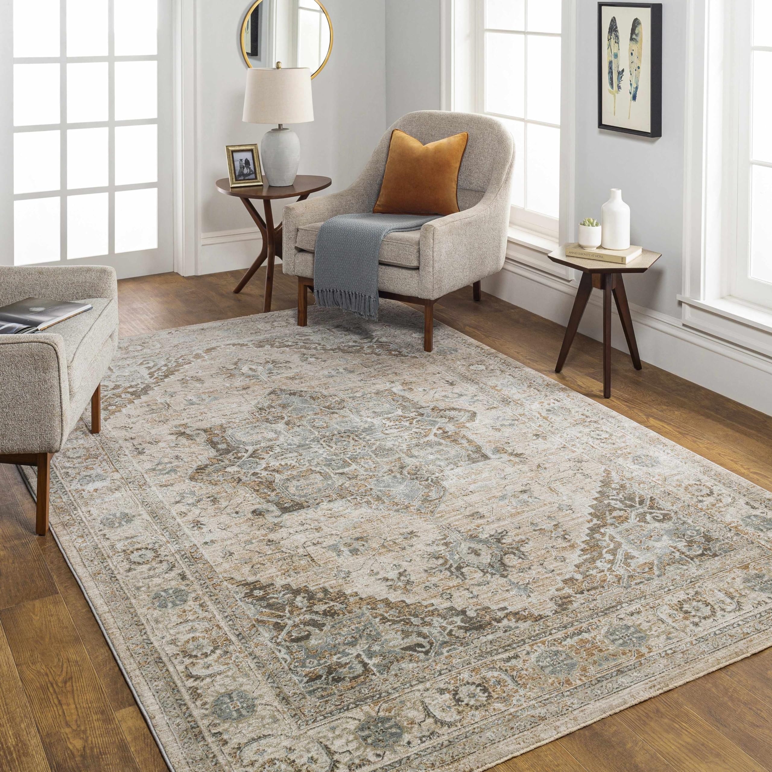 Hauteloom Ballisodare Soft Plush Area Rug for Living Room & Bedroom - Gray, Green, Beige - 9' x 12'2