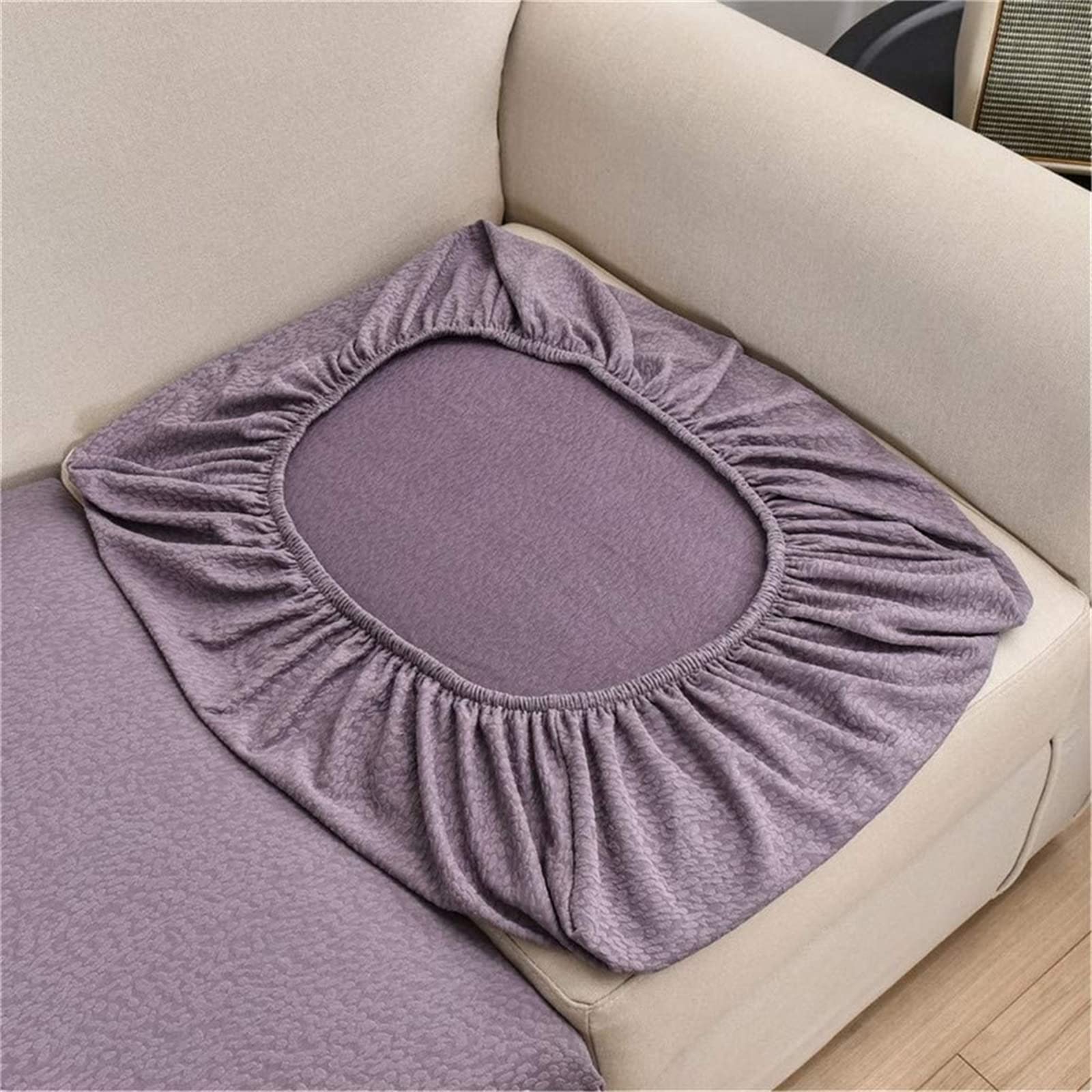 Premium Stretch Waterproof Sofa Cushion Cover - High Elastic Fabric Slipcover for Couches & Chairs | Water-Repellent & Durable (Purple Gray, 1-Seater) | Perfect for Living Room, Bedroom & Office Furniture Protection