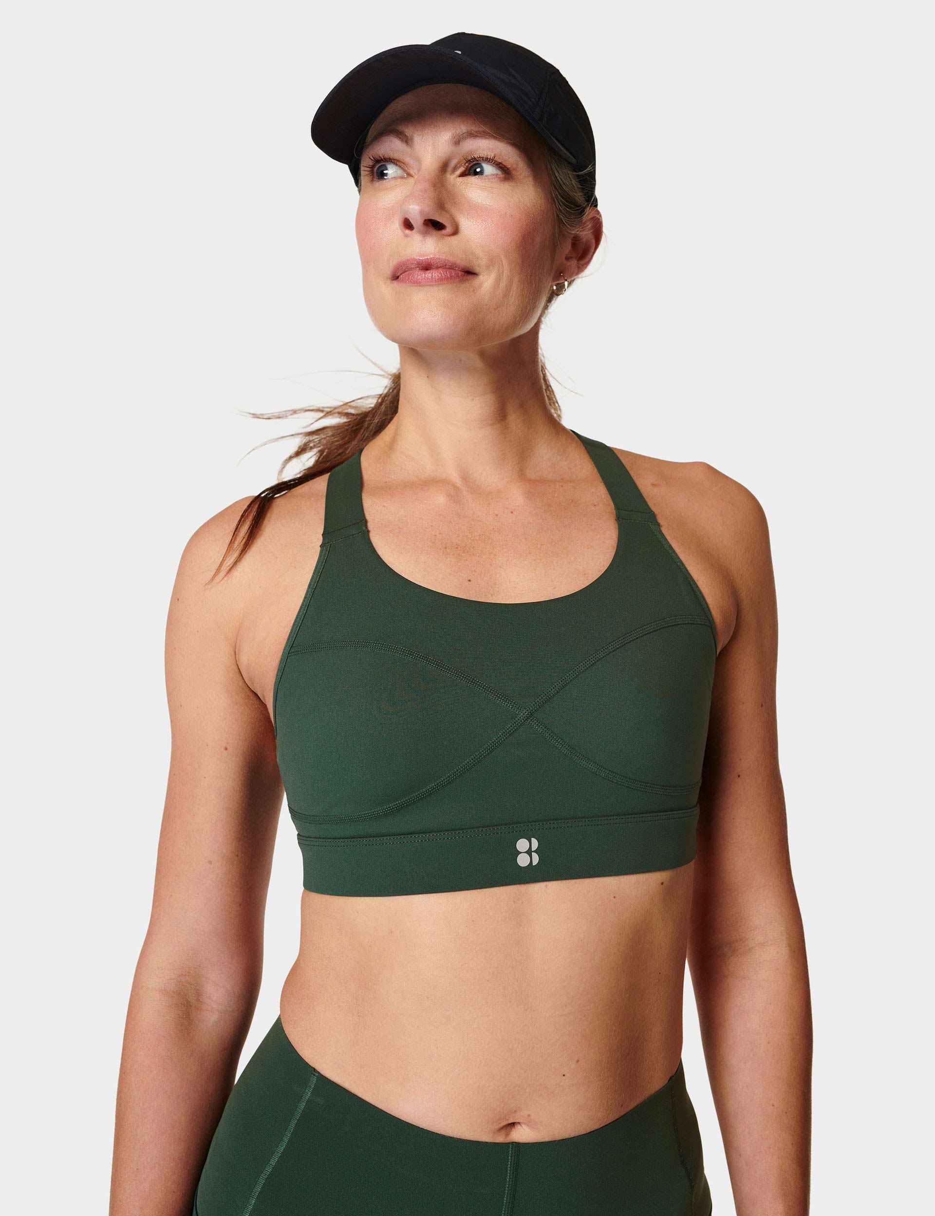 Power Medium Support Sports Bra for Women - Trek Green - High Impact Workout, Running, Yoga & Gym Fitness