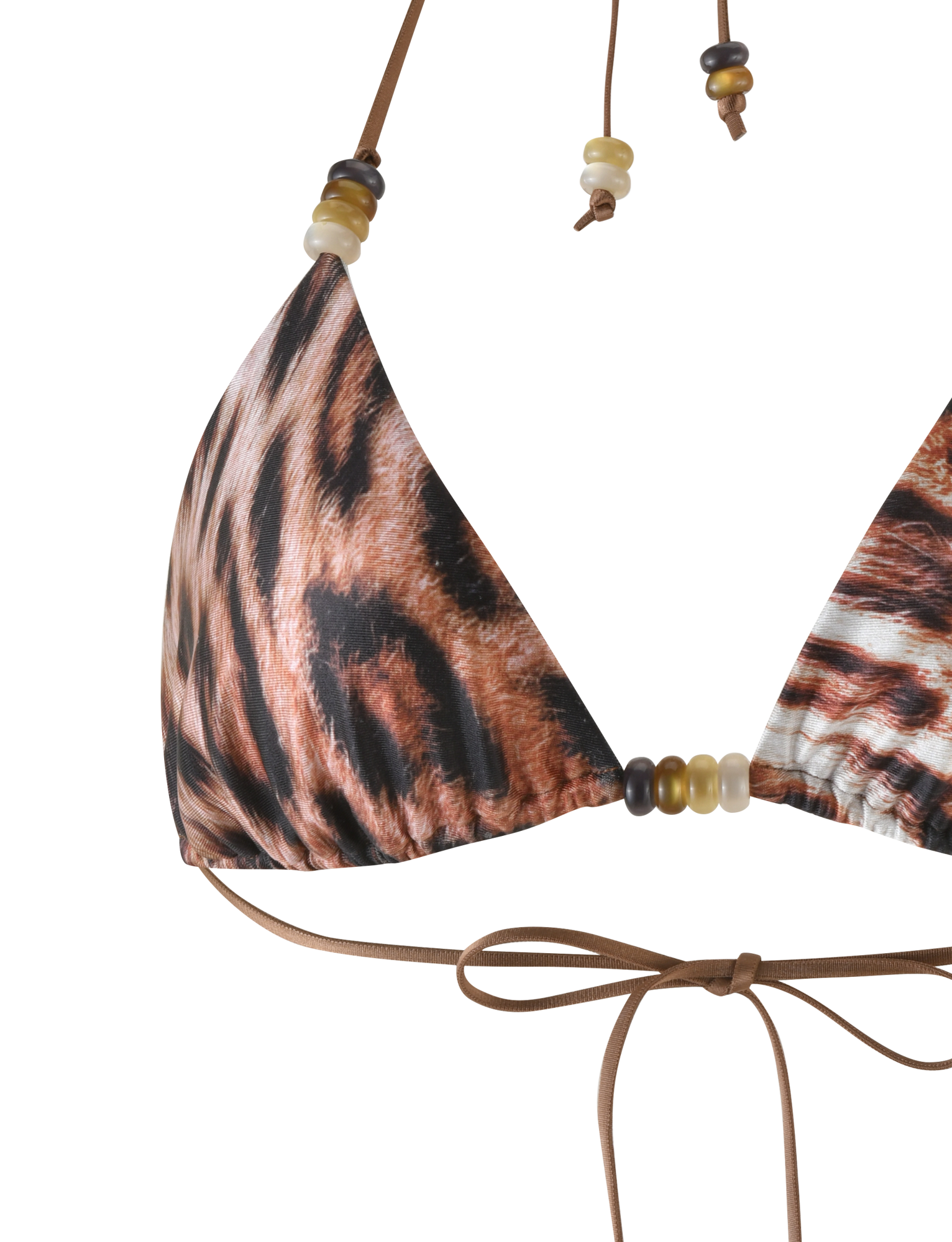 FINLEA Women's Bikini Top - Neutral Leopard Print Swimwear for Beach & Pool | Sexy Leopard Haze Design for Summer Vacation & Tropical Getaways
