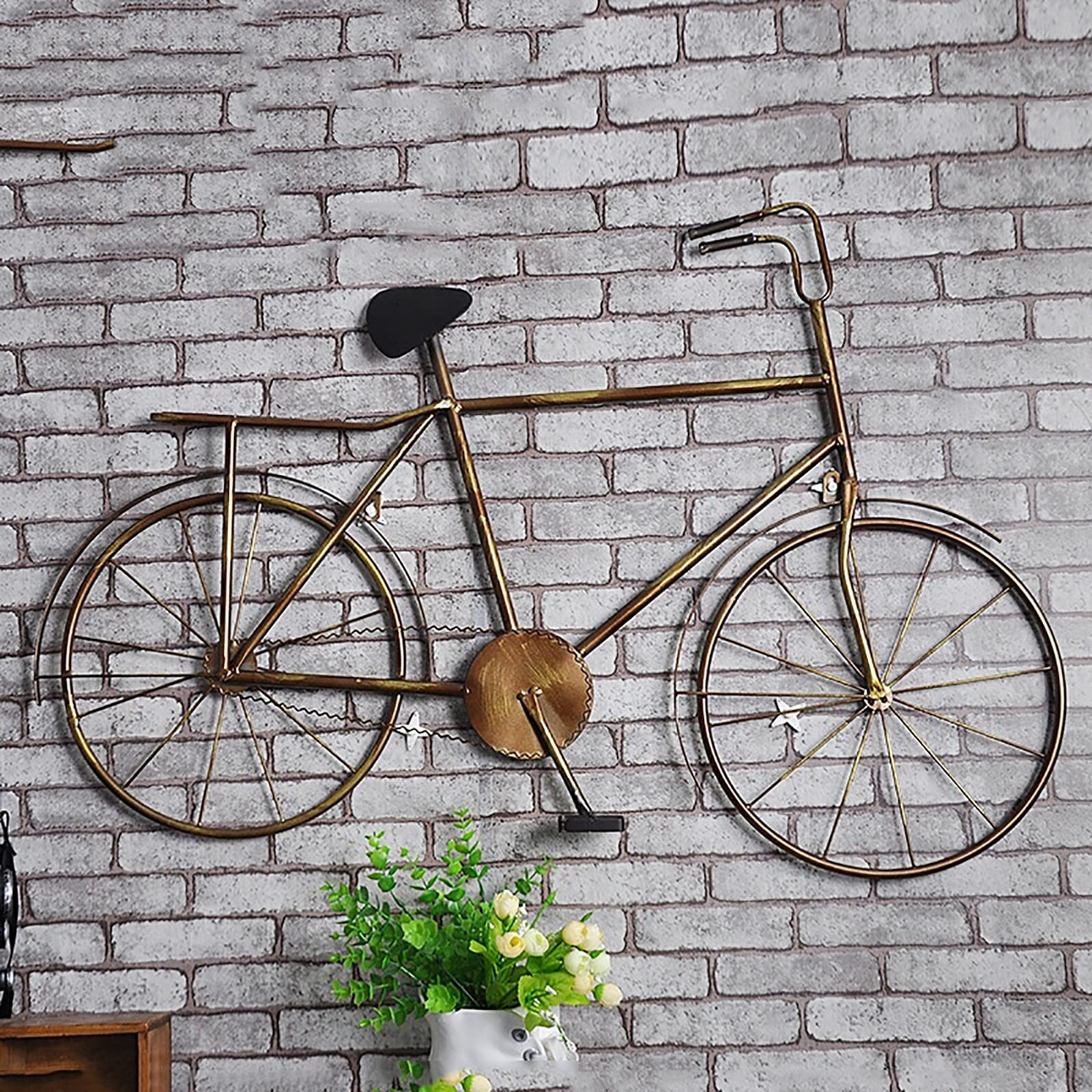 Vintage Metal Bicycle Wall Art - Distressed Iron Bike Shaped Decor for Industrial Style Home, Office, Bar or Shop - 35.83×22.83 Inches - Perfect for Cycling Enthusiasts & Rustic Interior Design