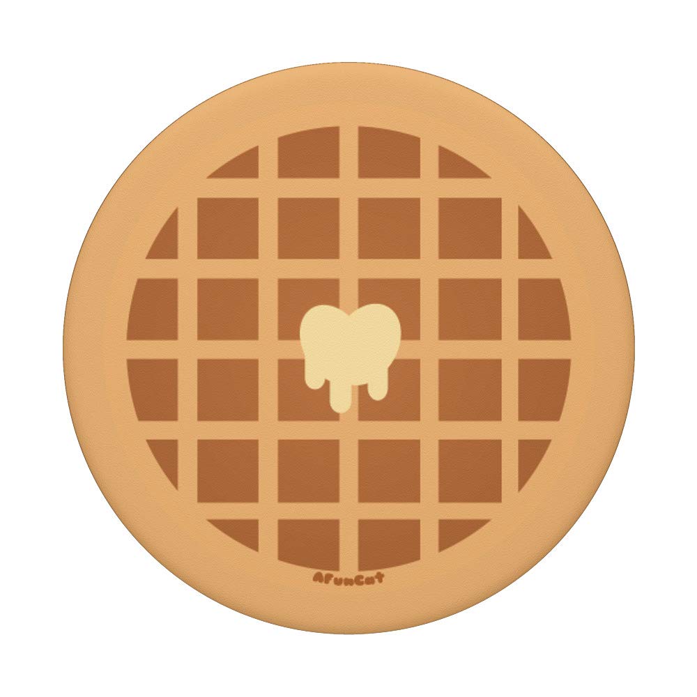 Buttery Waffle Kawaii Breakfast Butter Valentine's Day Heart PopSockets PopGrip - Swappable Phone Grip for iPhone, Samsung & Tablets - Perfect for Valentine Gifts, Breakfast in Bed & Kawaii Lovers
