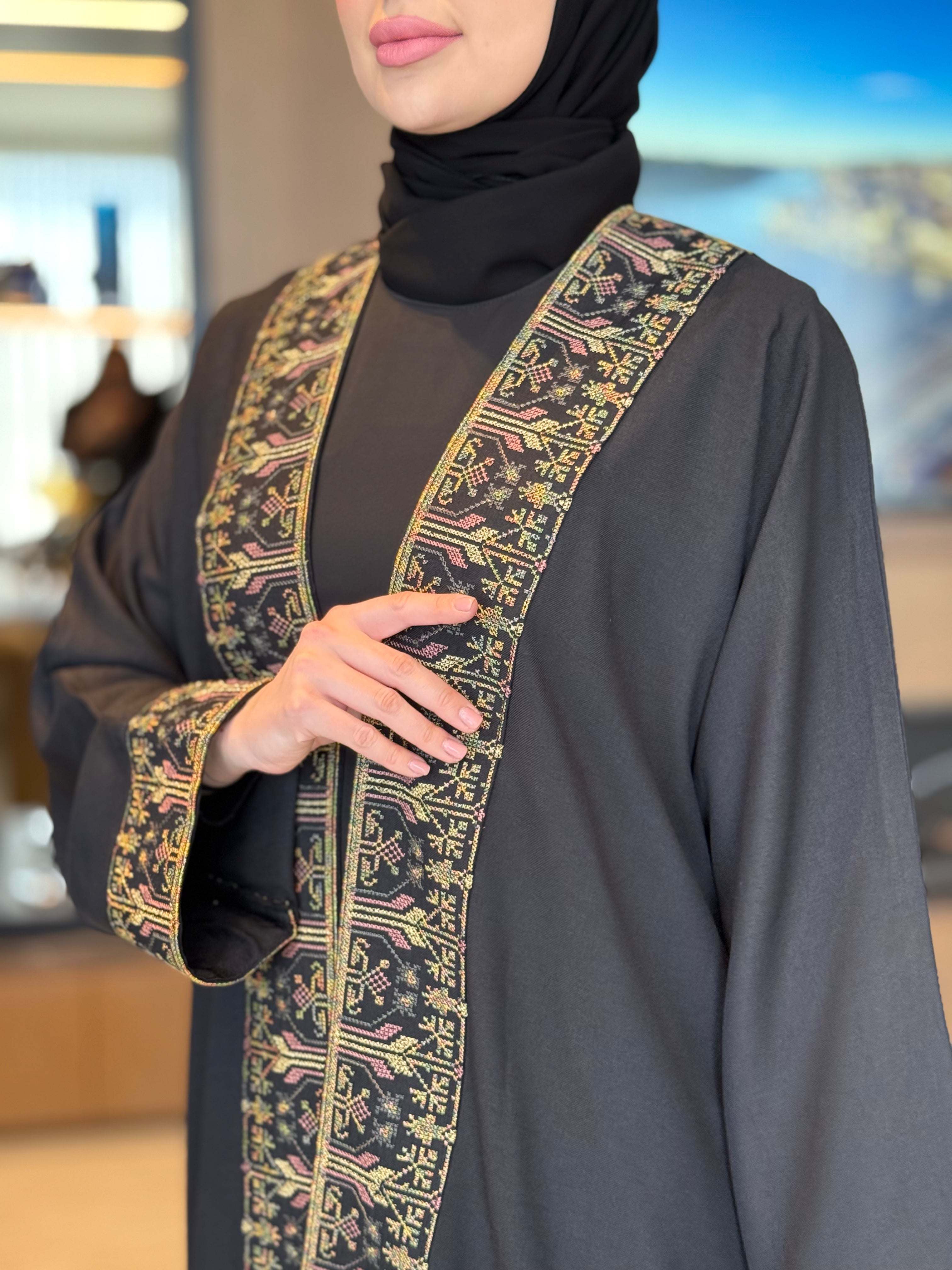 Golden Embroidered Melange Cardigan for Women - Timeless Elegance Sweater for Fall & Winter - Cozy Knitwear for Office, Date Night and Casual Outings