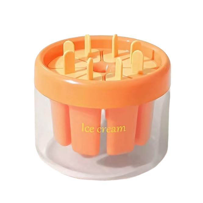 8-Piece BPA-Free Popsicle Molds with Sticks | Reusable Ice Cream Molds for Homemade Treats | Perfect for Summer Snacks, Kids Parties & Healthy Desserts (Orange)