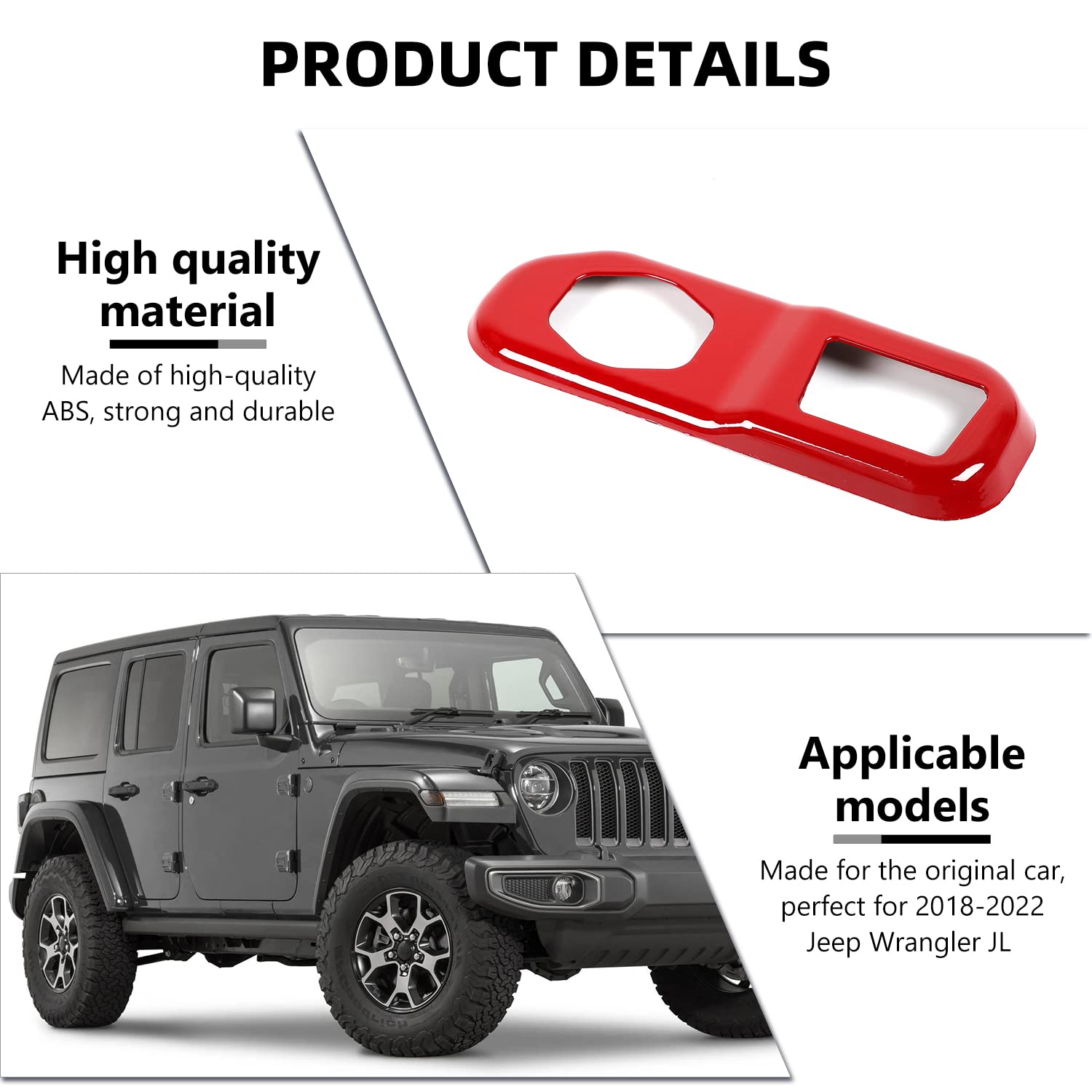 Jeep Wrangler JL JLU Tailgate Latch Panel Cover (2018-2024) - Durable Rear Trunk Lock Trim Accessories in Red - Perfect for Off-Roading & Truck Customization
