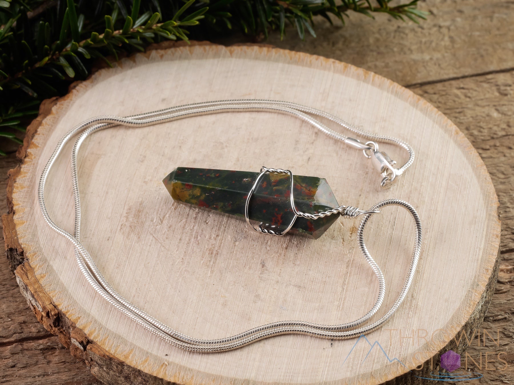 HELIOTROPE BLOODSTONE Crystal Point Pendant - Handmade Wire Wrapped Gemstone Necklace for Healing & Protection | Spiritual Jewelry, Chakra Balancing, Meditation & Energy Work Accessory