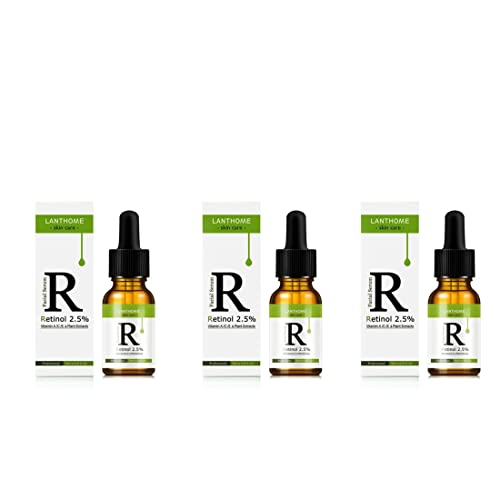 EARTHLY PRODUCTS 2.5% Retinol Serum with Vitamins A, C & E - Anti-Aging, Skin Brightening & Acne Treatment - 10ml (3 Pack) - Perfect for Nighttime Skincare Routine & Reducing Fine Lines