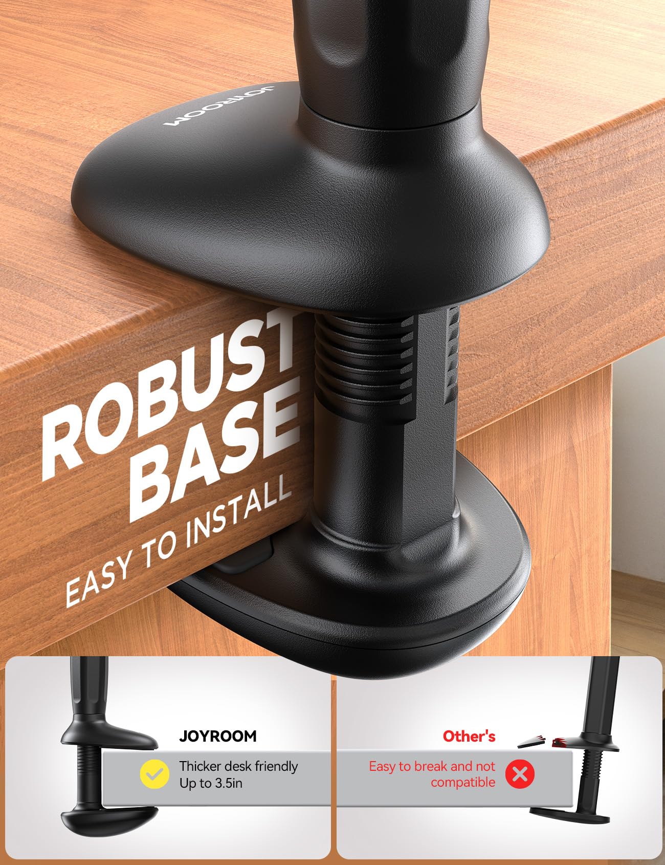 JOYROOM Upgraded Safety Lock Gooseneck Phone Holder - 720° Adjustable Long Arm Bed & Desk Stand with Clamp for iPhone 16 & All 4-7
