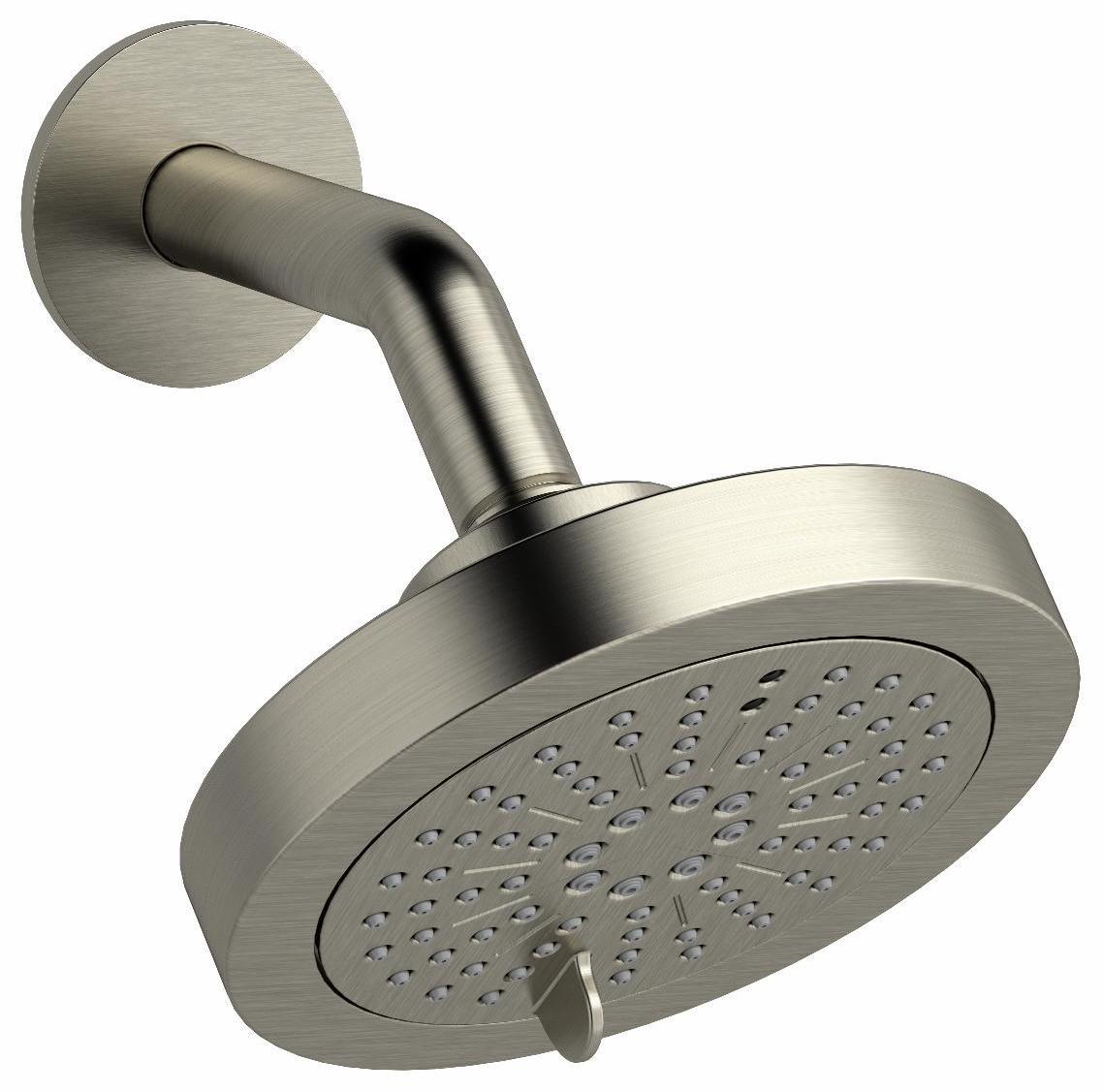 6-Function Round Showerhead with Adjustable Arm - 1.8 GPM Water Saving - Brushed Nickel Finish (Model 366BN WS RIOBEL) - Perfect for Modern Bathrooms & Spa-Like Shower Experience