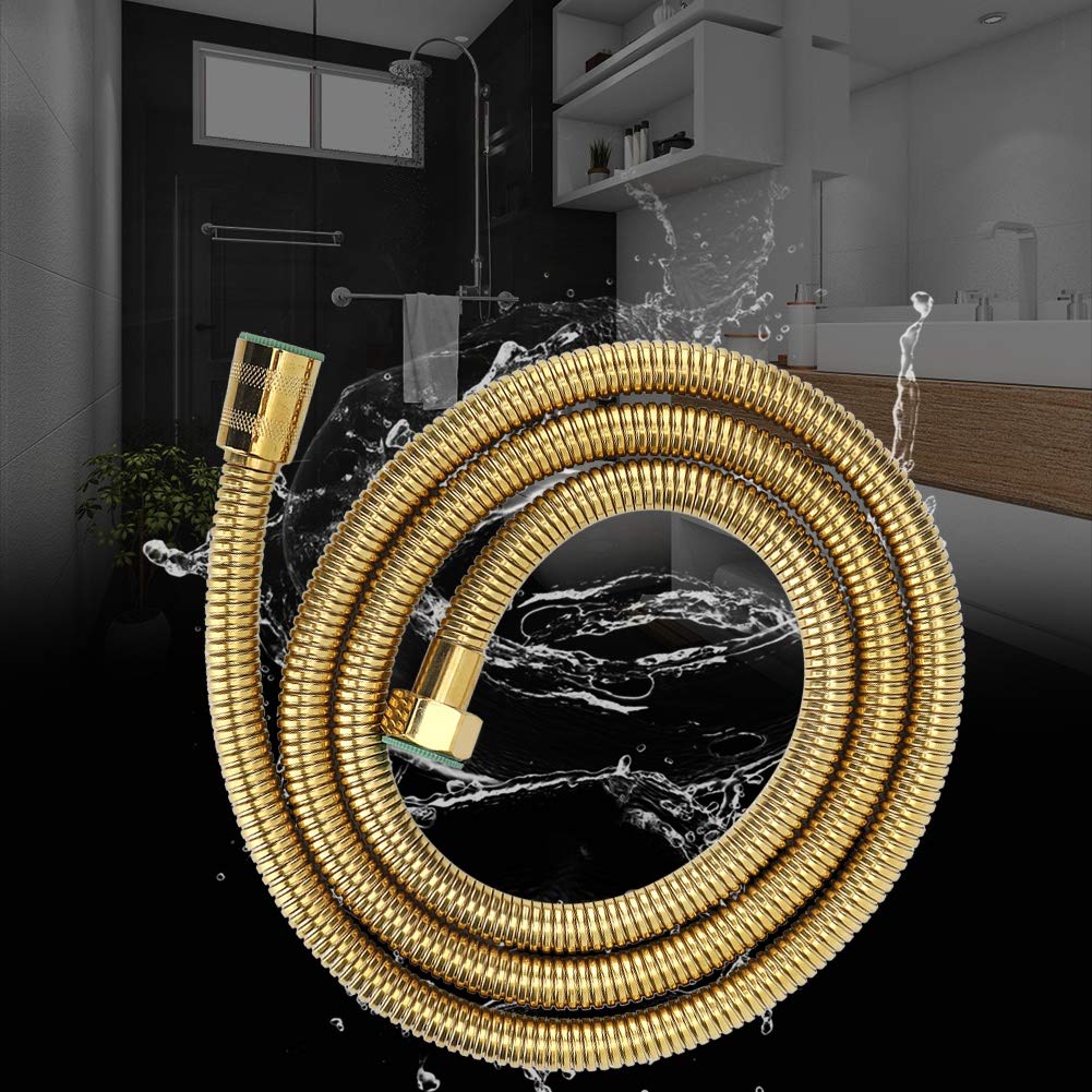 Premium Stainless Steel Shower Hose - 1.5m/59in G1/2in Gold Handheld Shower Hose for Bathroom, Bidet Sprayer & Bathing Accessories - Ideal for Shower Upgrades, Spa-Like Experience & Bathroom Renovations
