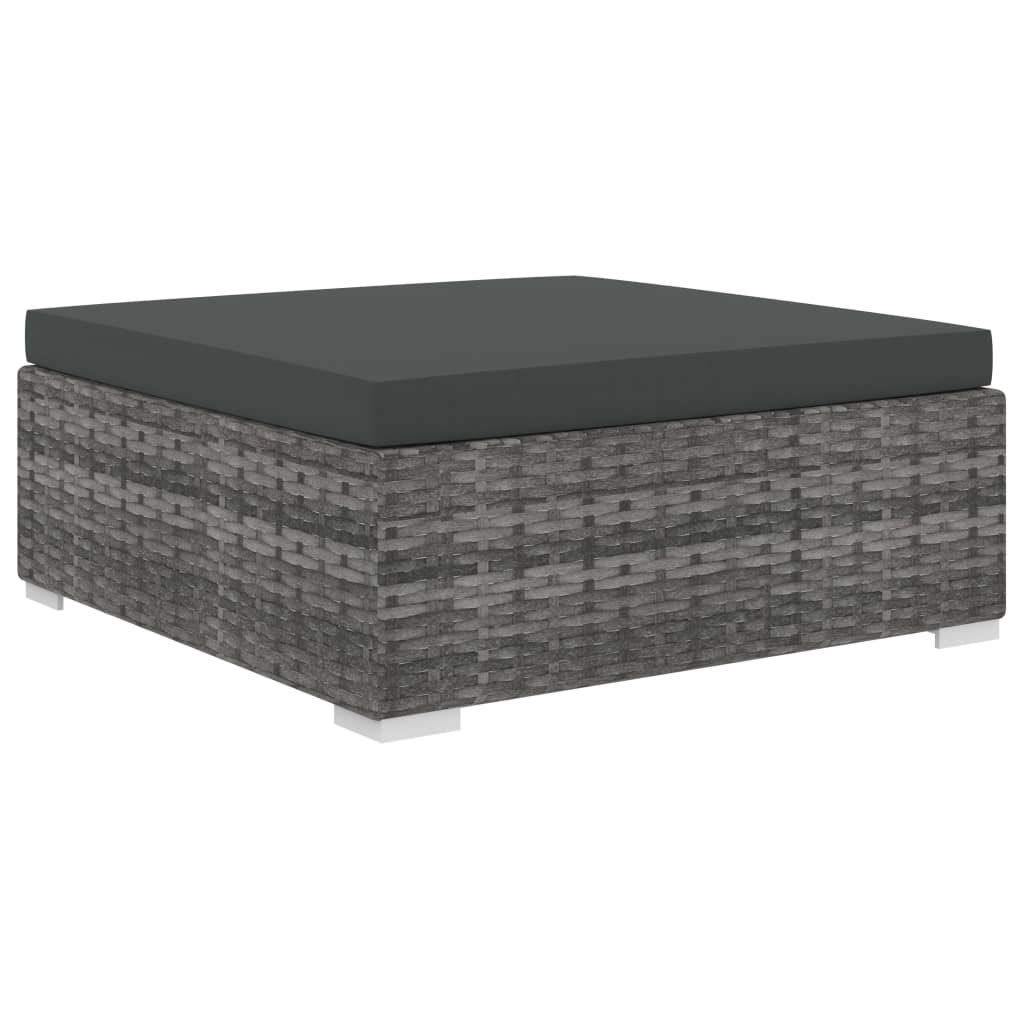 8-Piece Patio Lounge Set with Cushions - Gray Poly Rattan Outdoor Furniture for Porch, Garden, Backyard - Includes Cushioned Seating & Back Sectional - Perfect for Relaxing, Entertaining & Outdoor Conversations