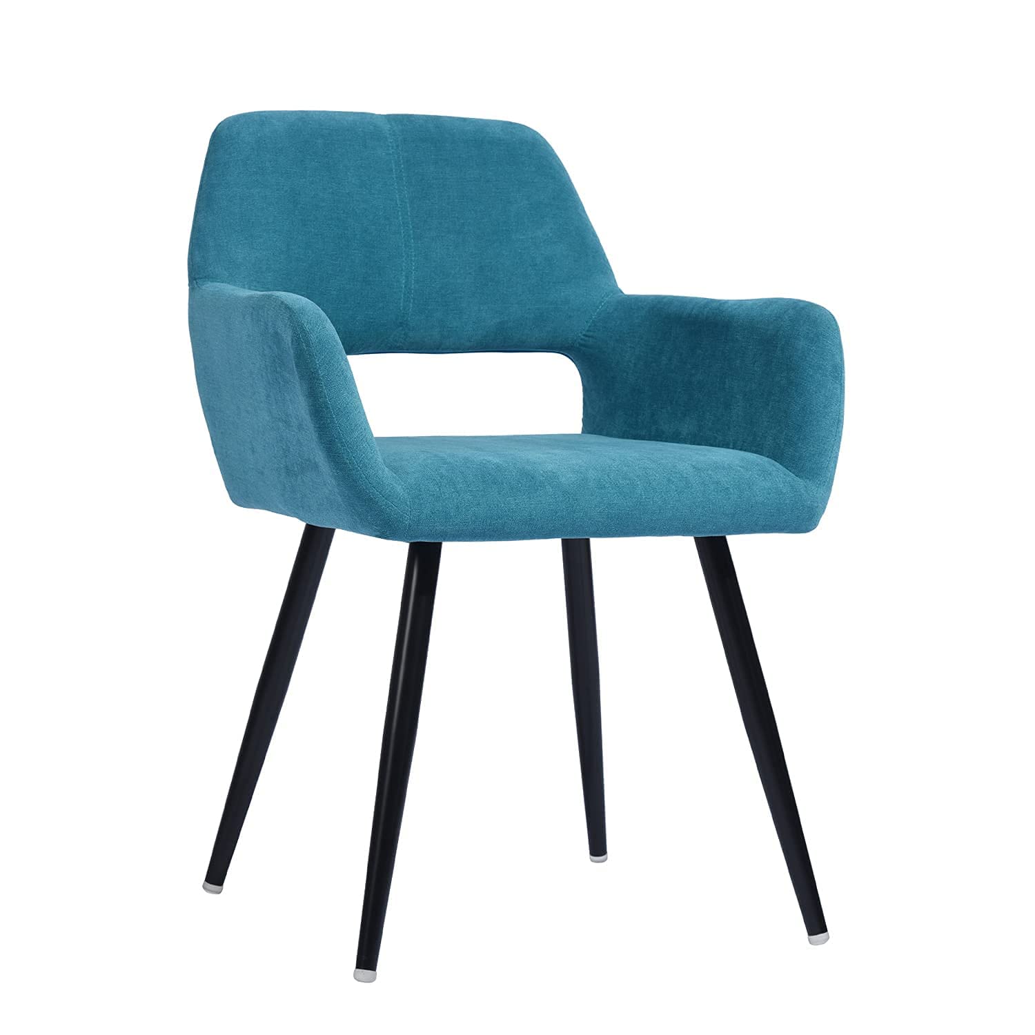 Modern Armchair with Open Back - Soft Fabric Upholstered Accent Chair for Living Room, Bedroom or Office - Teal Blue Comfortable Side Chair for Relaxing and Home Decor