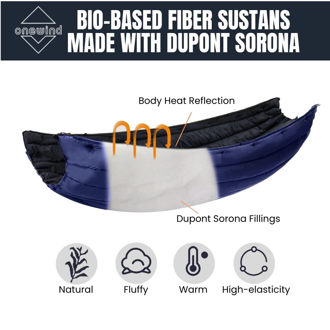 OneWind Double Hammock Underquilt - 3-4 Season Warm Insulated Camping Quilt, Ultralight & Portable for Hiking, Backpacking - Perfect for Outdoor Adventures, Camping Trips and Backyard Relaxation